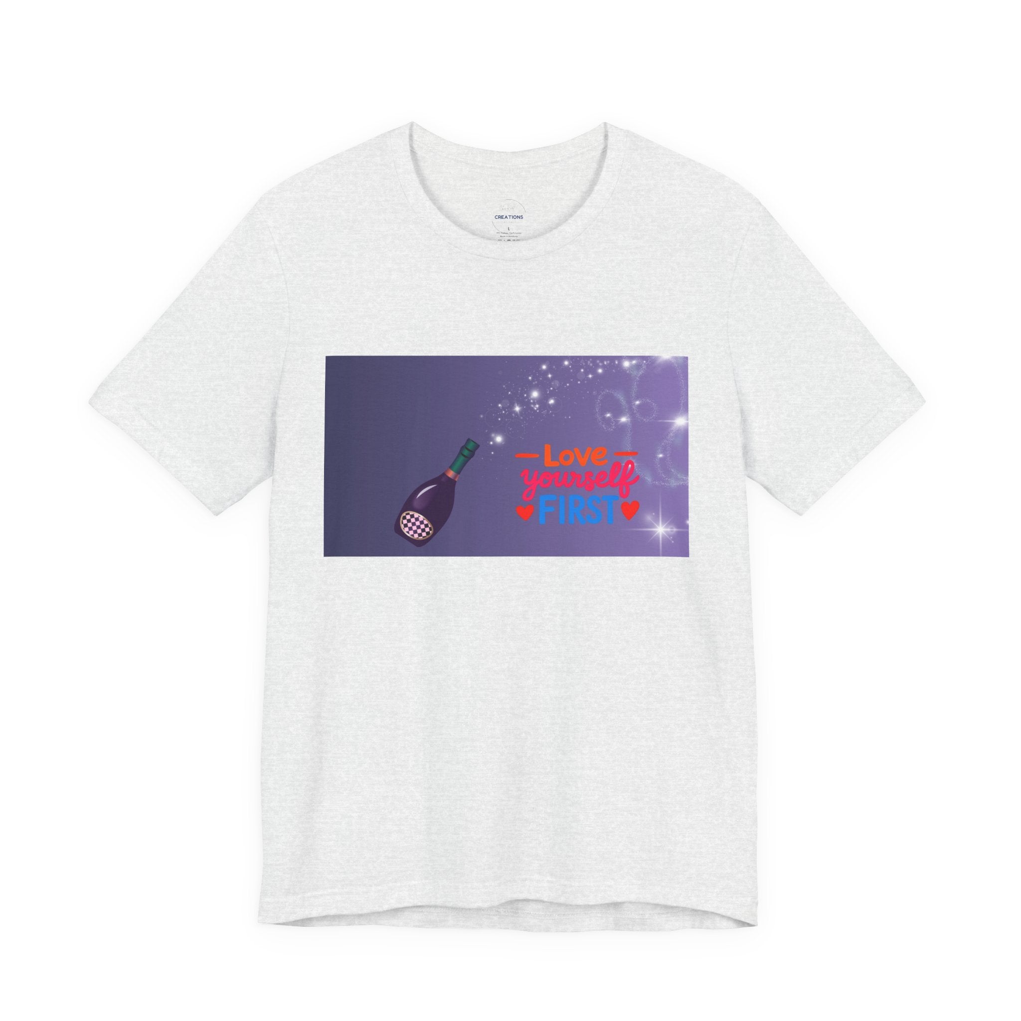 Love Yourself First Tee — Motivational Graphic T-Shirt with Microphone Design