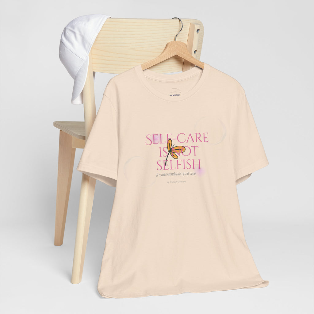 Self-Care Is Not Selfish Tee — Pink Script Wellness T-Shirt