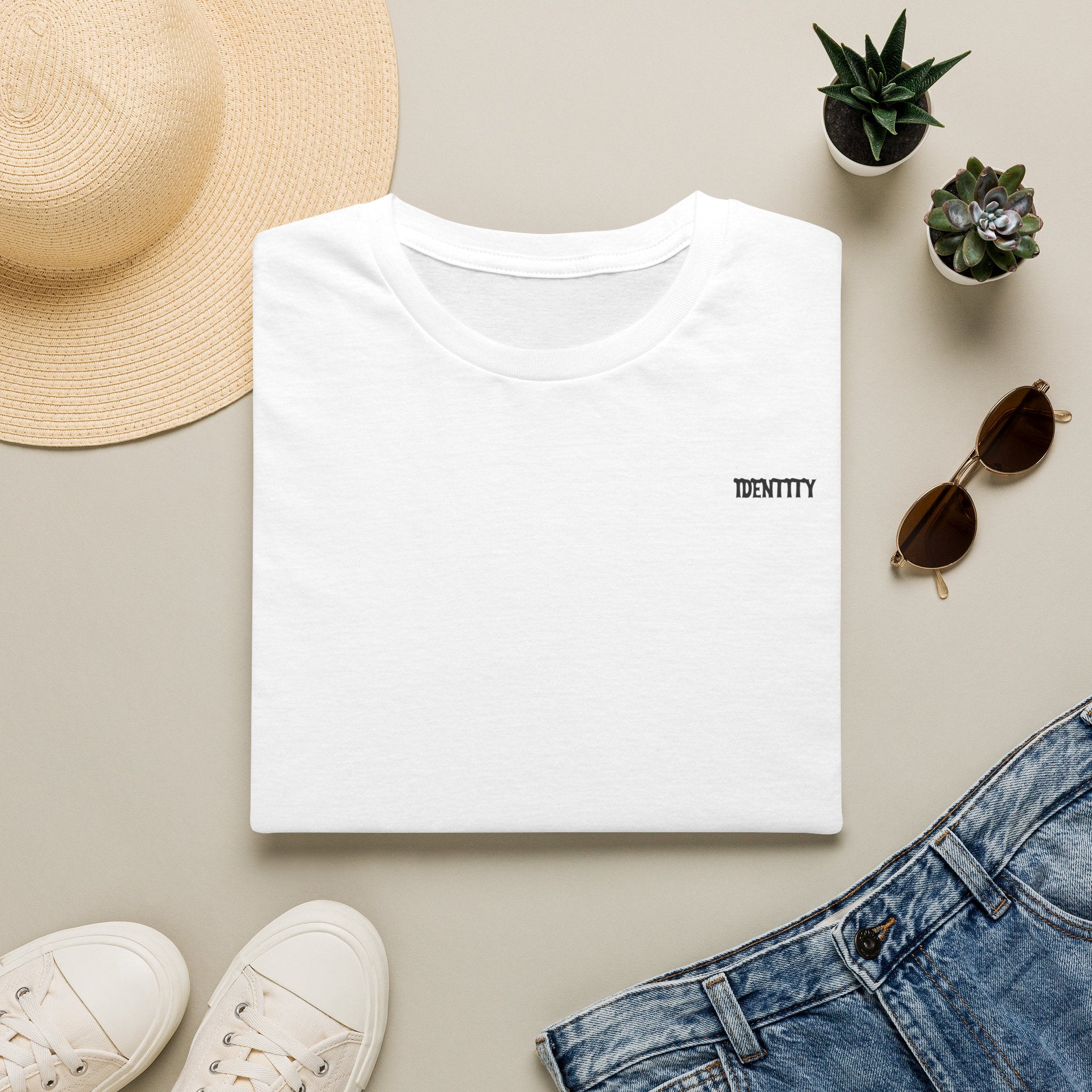 Minimal 'IDENTITY' Embroidered T-Shirt