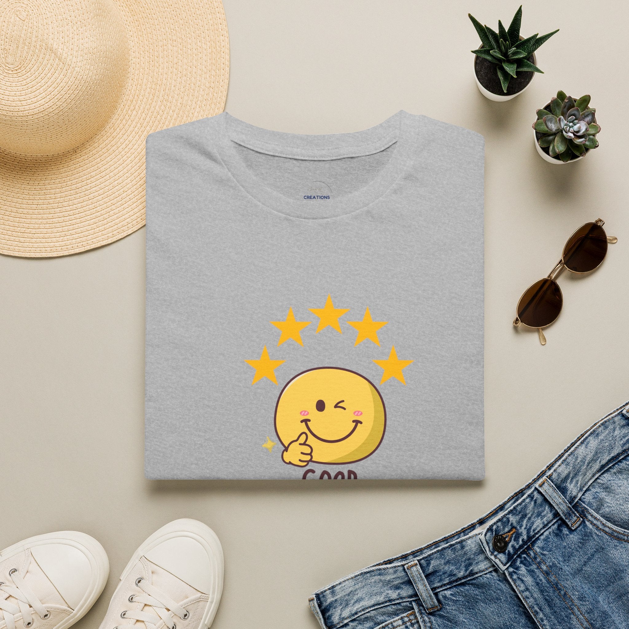 Good Job Smiley T-Shirt — Cute 5-Star Positive Vibe Tee