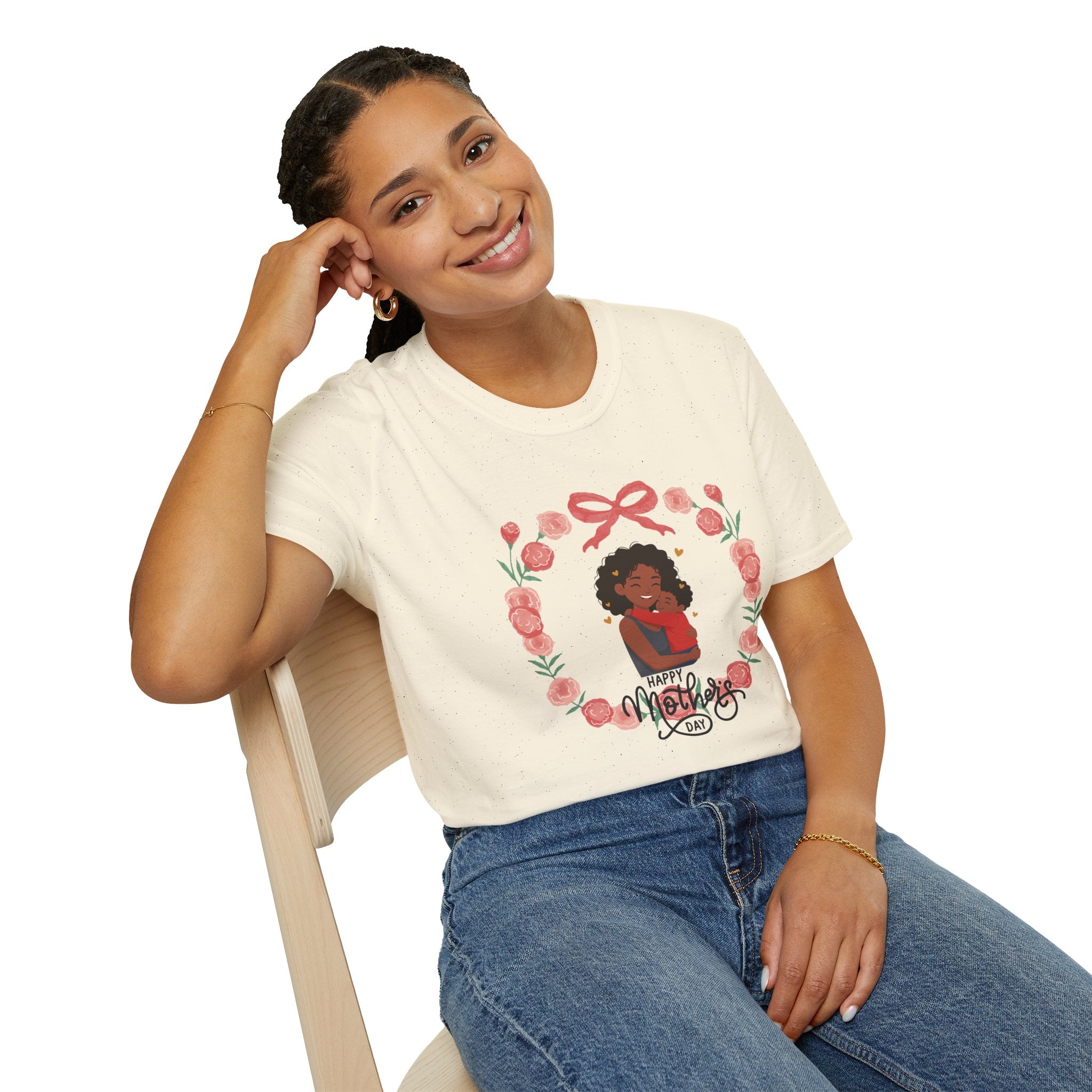 Mother’s Day Floral Tee — “Happy Mother’s Day” Mother and Child
