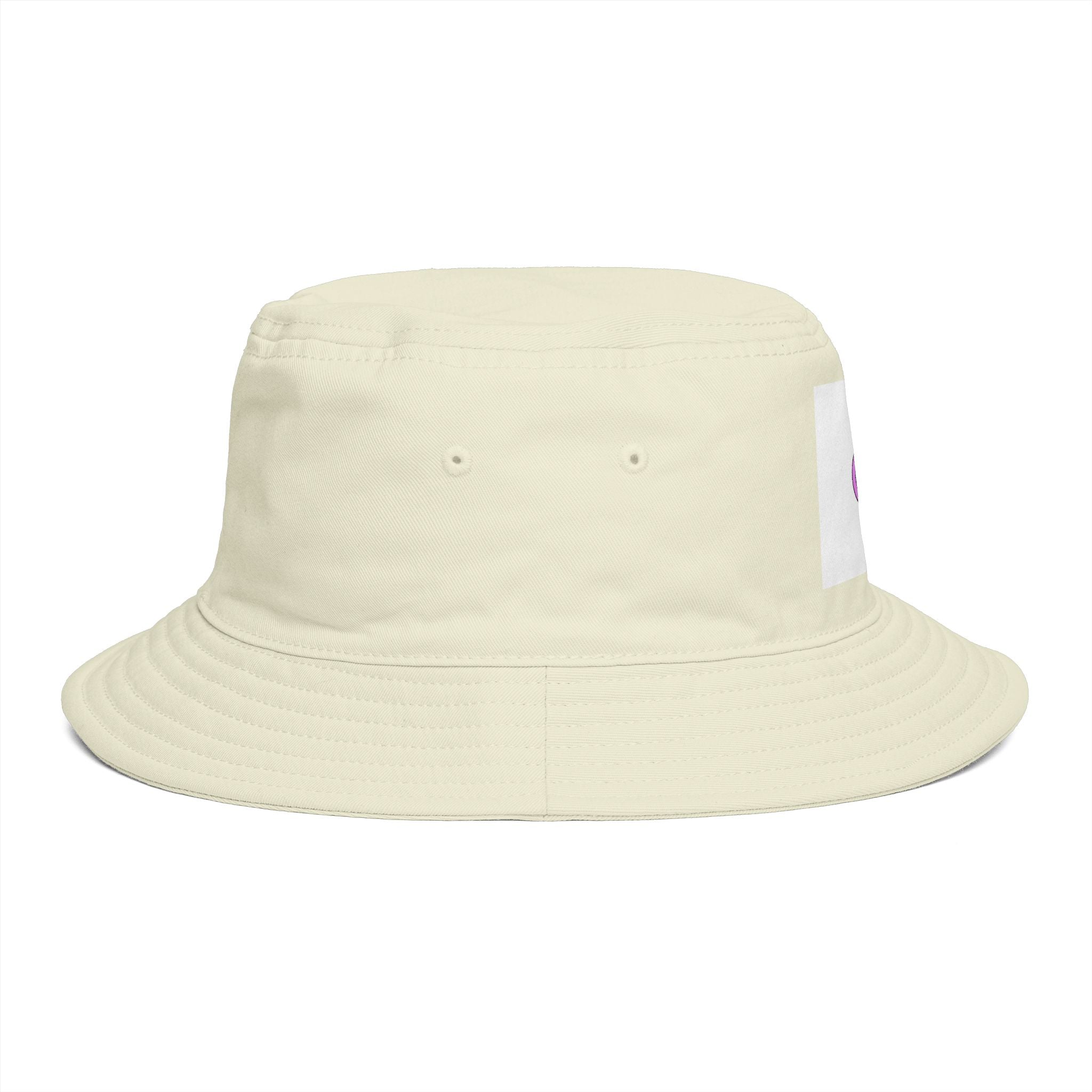 Bucket Hat — Retro Peace Sign with Flower Patch, Vintage 70s Boho Summer Sun Hat