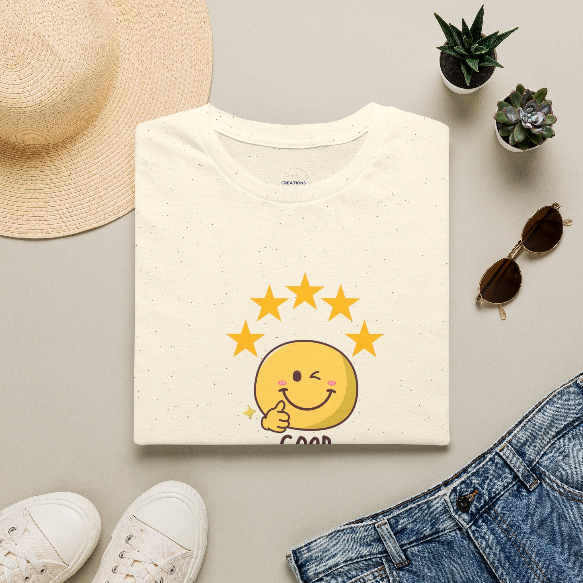 Good Job Smiley T-Shirt — Cute 5-Star Positive Vibe Tee