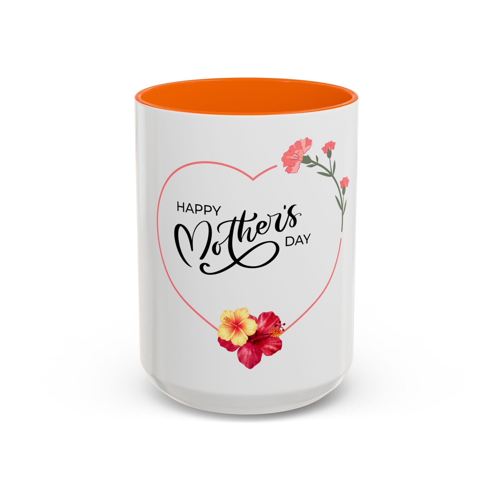 Mother's Day Heart Floral Accent Coffee Mug – "Happy Mother's Day" 11/15oz