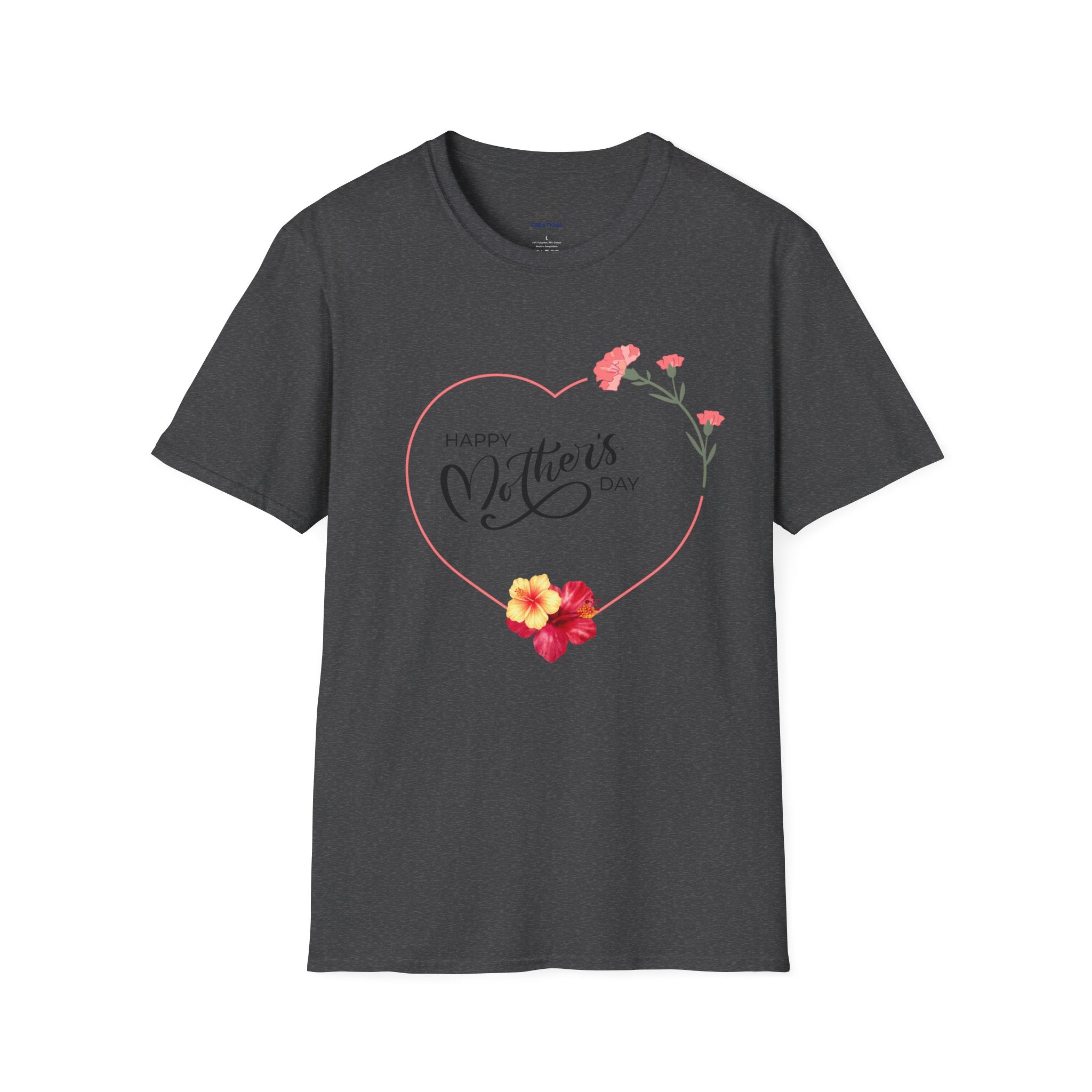 Mother's Day Floral Heart T-Shirt — "Happy Mother's Day"