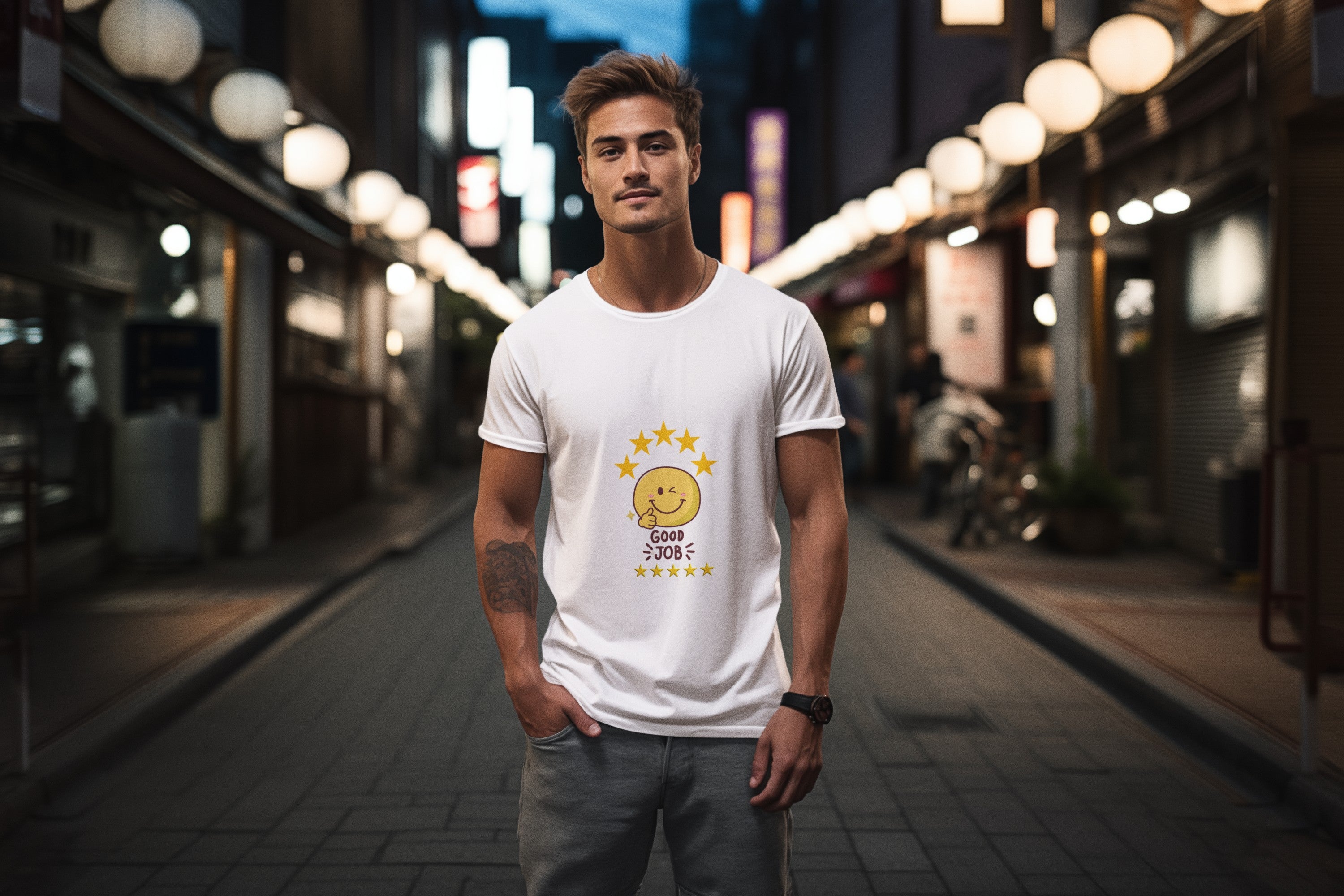 Good Job Smiley T-Shirt — Cute 5-Star Positive Vibe Tee