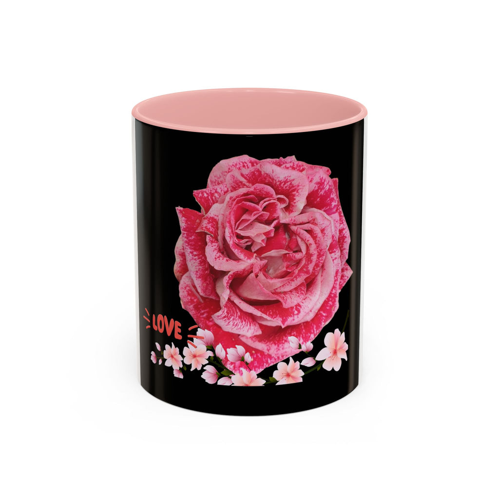 Pink Rose Love Accent Coffee Mug – Floral Valentine Gift (11/15oz)