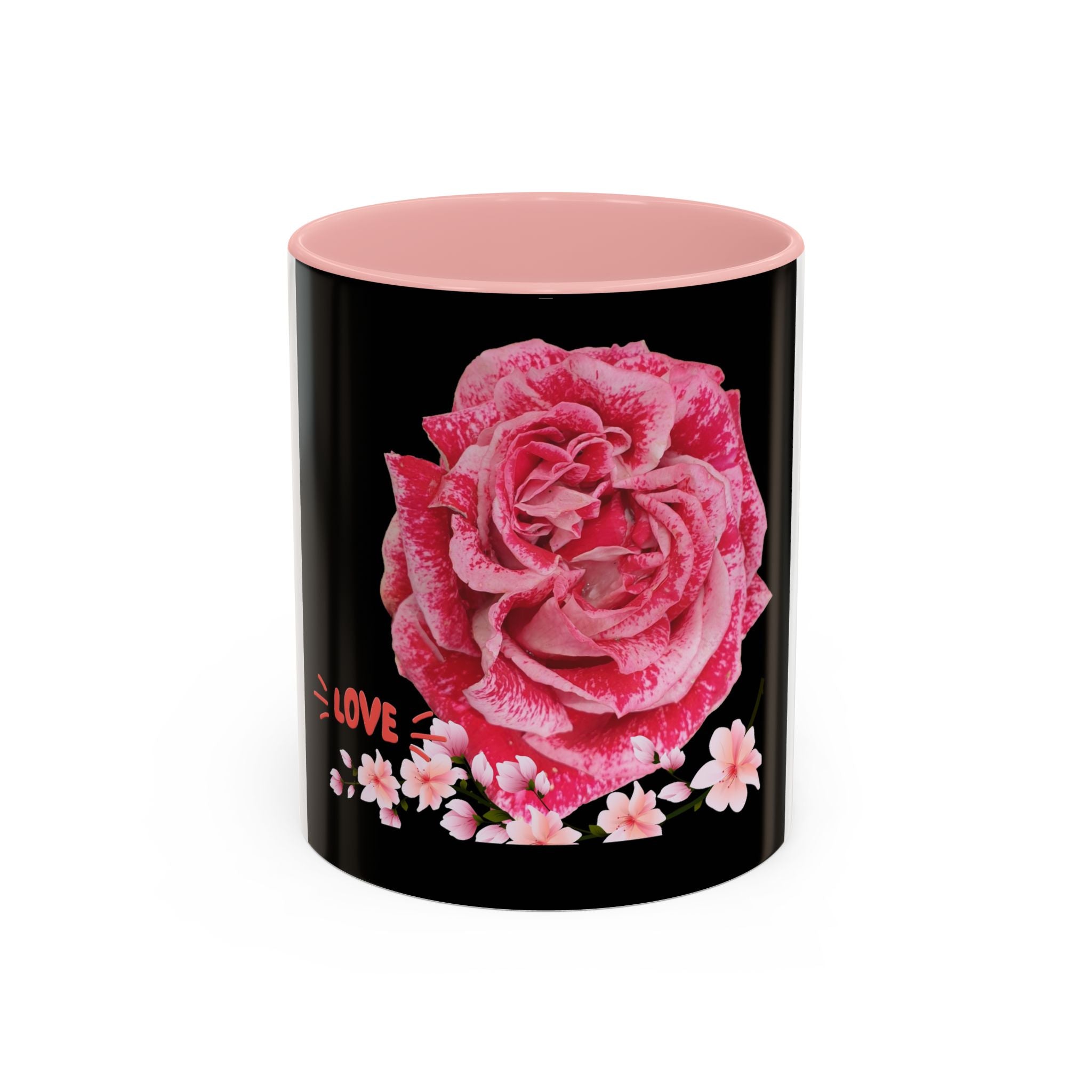 Pink Rose Love Accent Coffee Mug – Floral Valentine Gift (11/15oz)