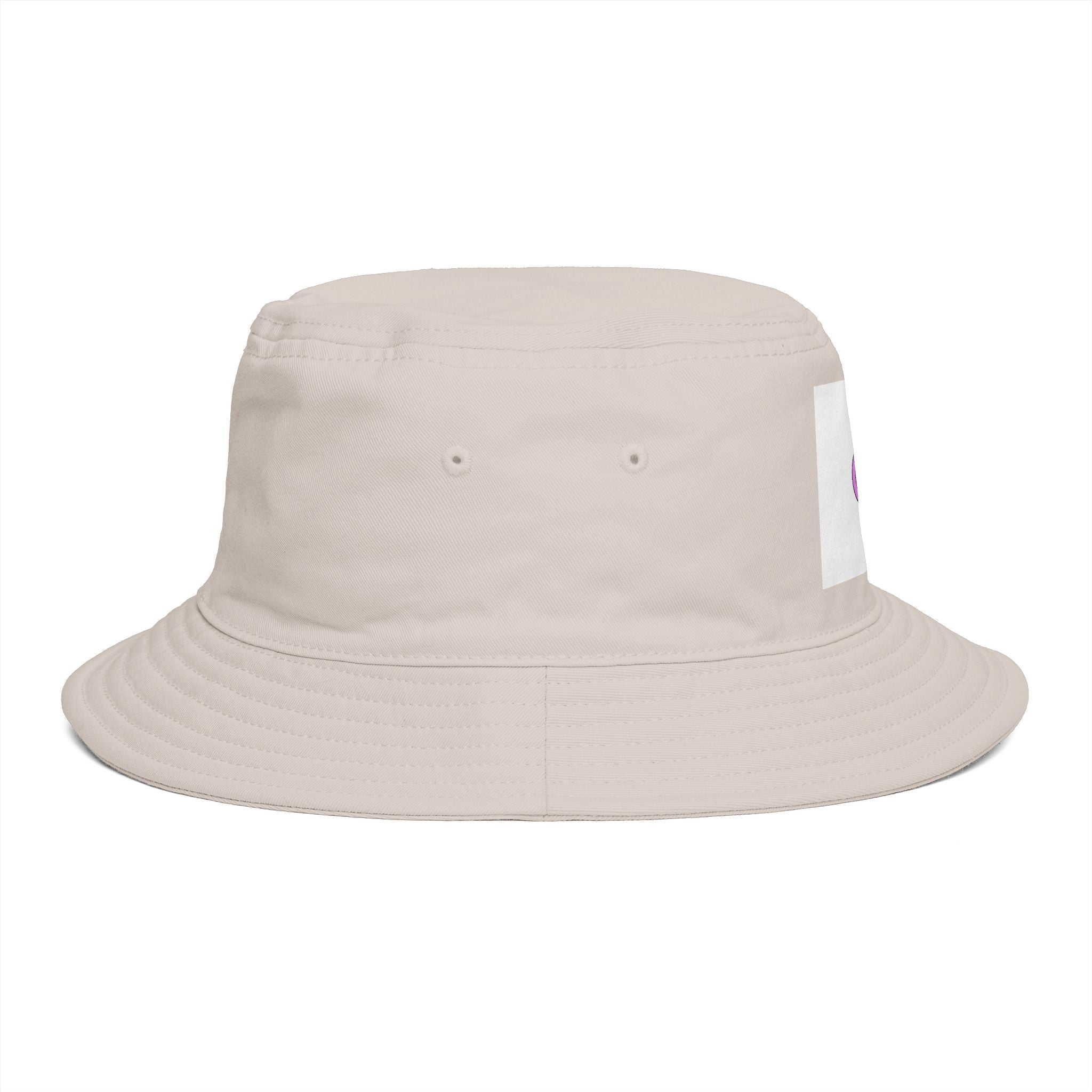 Bucket Hat — Retro Peace Sign with Flower Patch, Vintage 70s Boho Summer Sun Hat