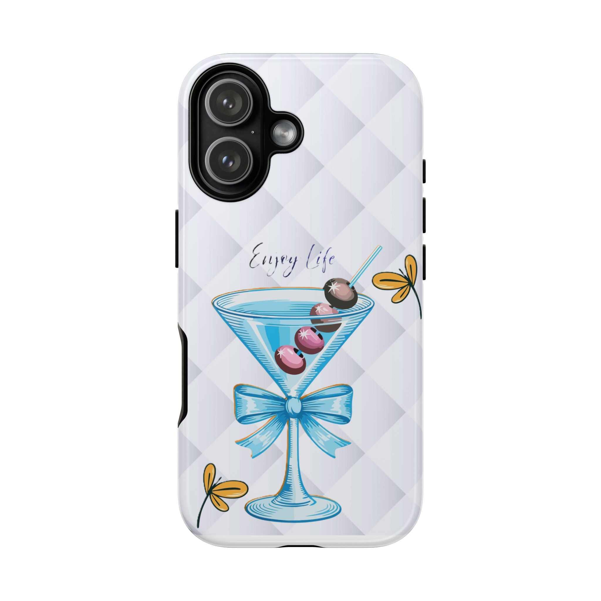 Cocktail Martini Phone Case – "Enjoy Life" Cute Blue Glass Design