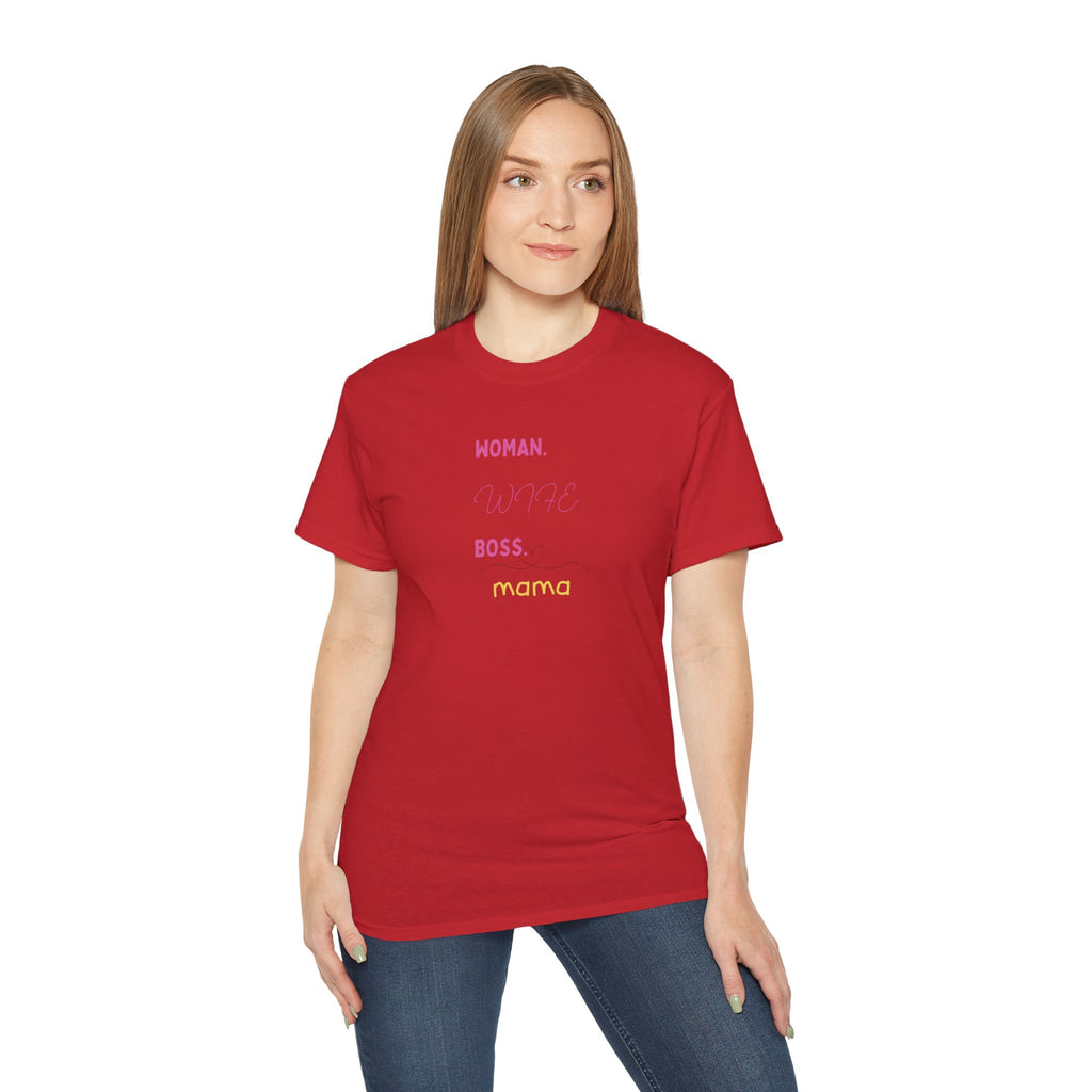 Woman. Wife. Boss. Mama. Graphic Tee — Feminine Mom Empowerment T-Shirt