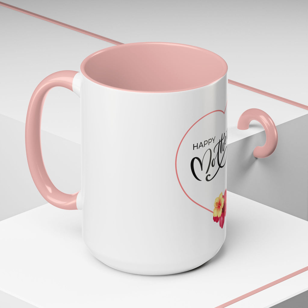 Mother's Day Heart Floral Accent Coffee Mug – "Happy Mother's Day" 11/15oz