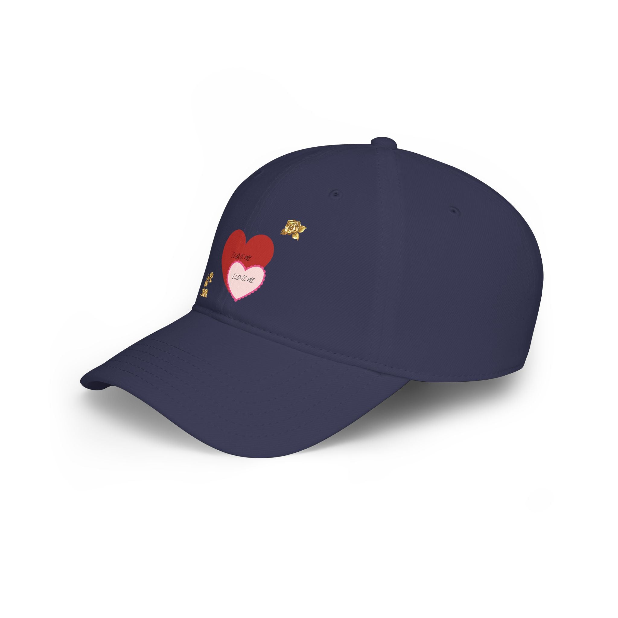 Heart Patch Baseball Cap — 'I Love Me' Layered Hearts Hat
