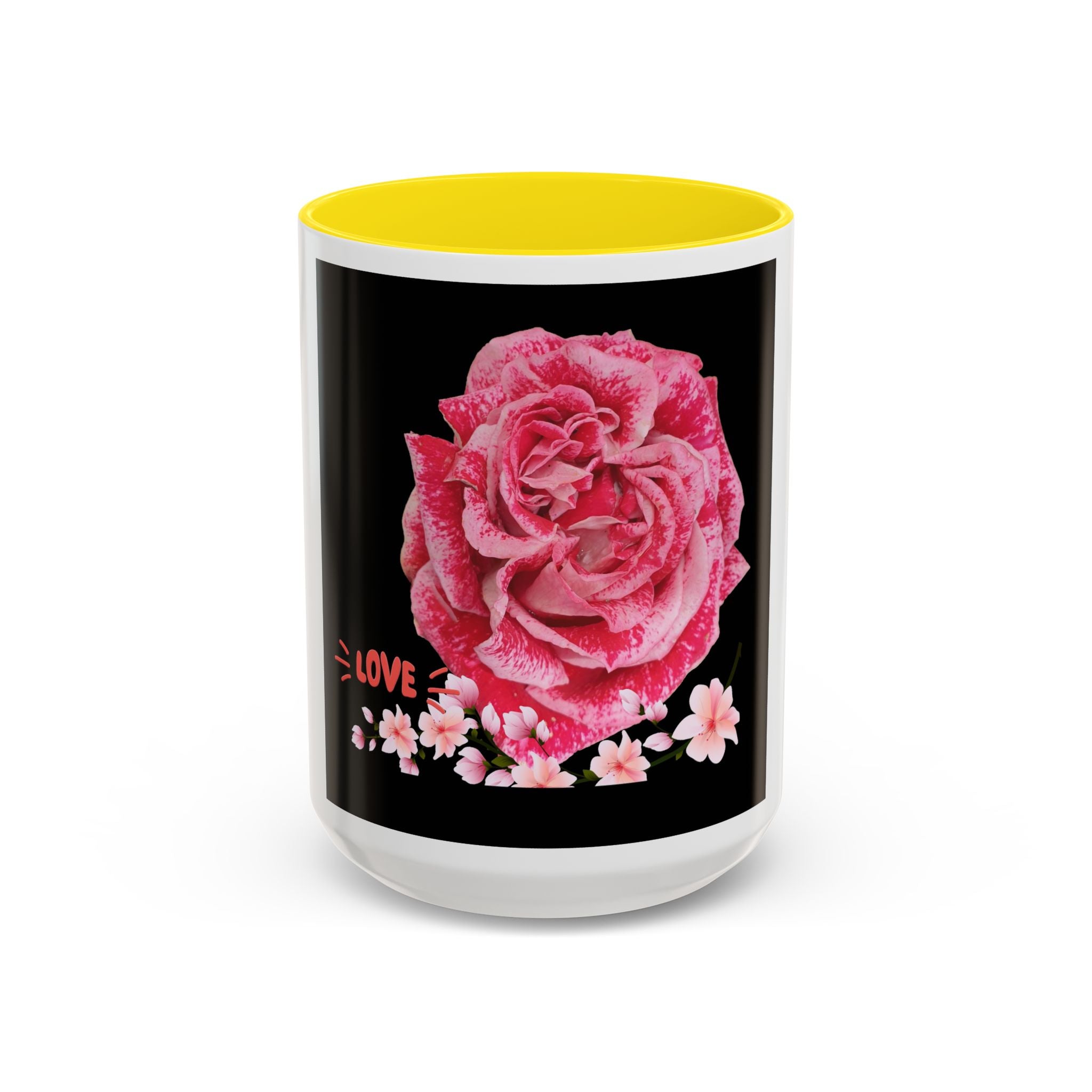 Pink Rose Love Accent Coffee Mug – Floral Valentine Gift (11/15oz)