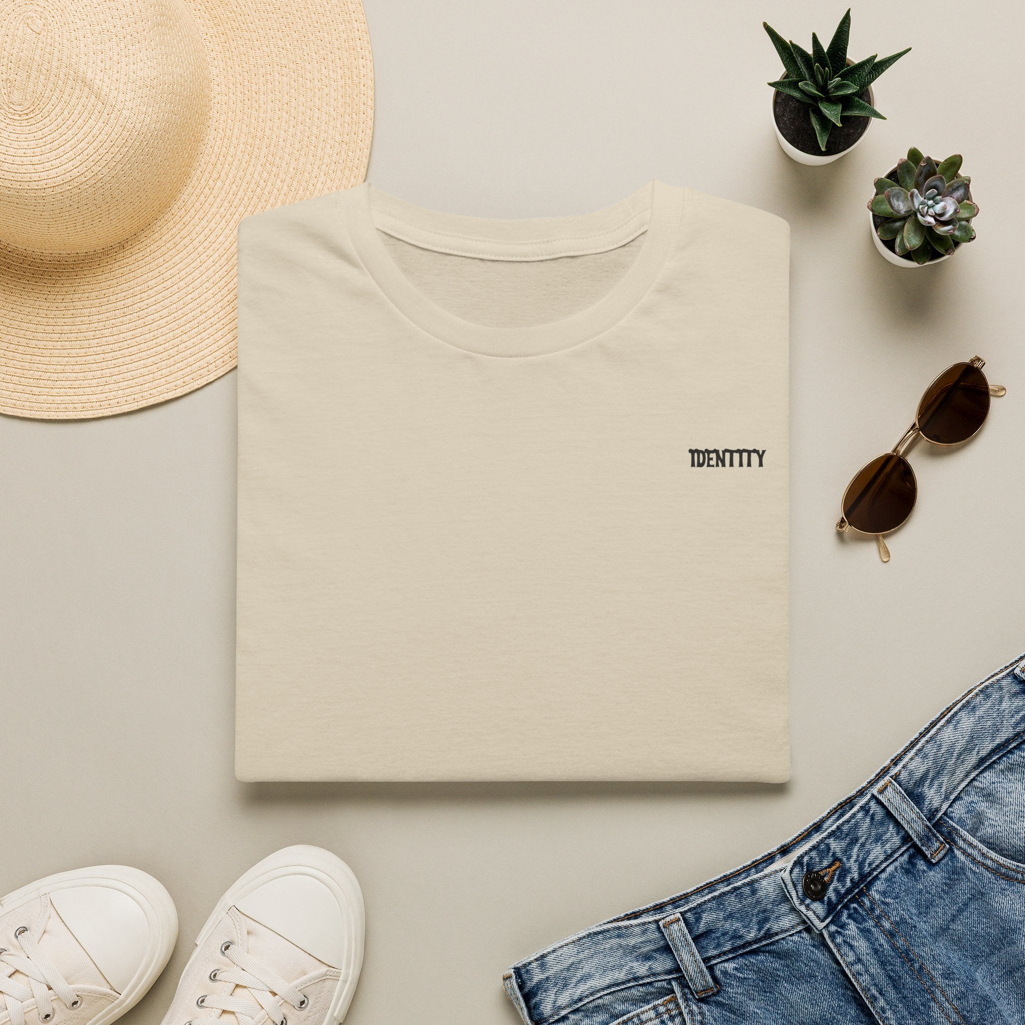 Minimal 'IDENTITY' Embroidered T-Shirt