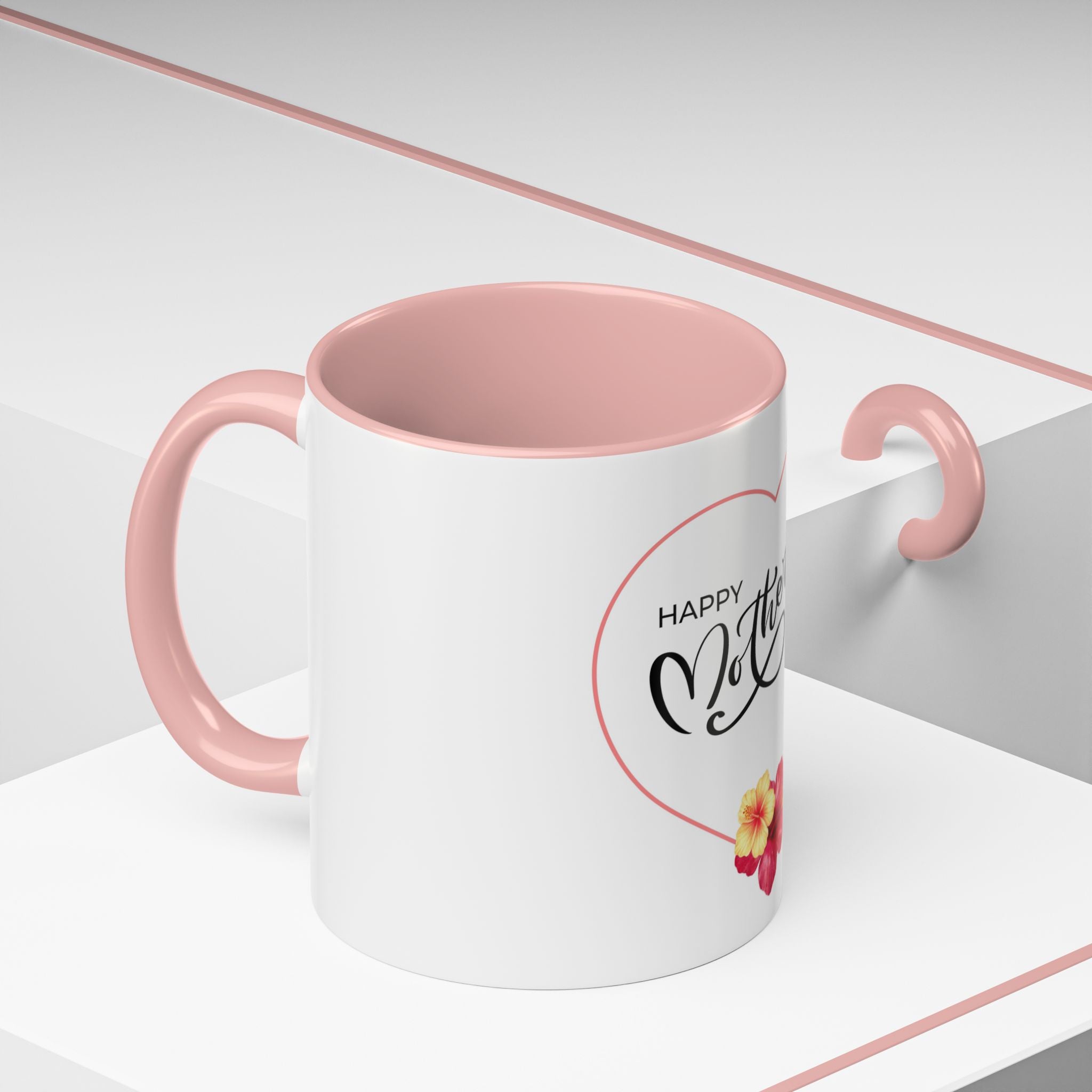 Mother's Day Heart Floral Accent Coffee Mug – "Happy Mother's Day" 11/15oz