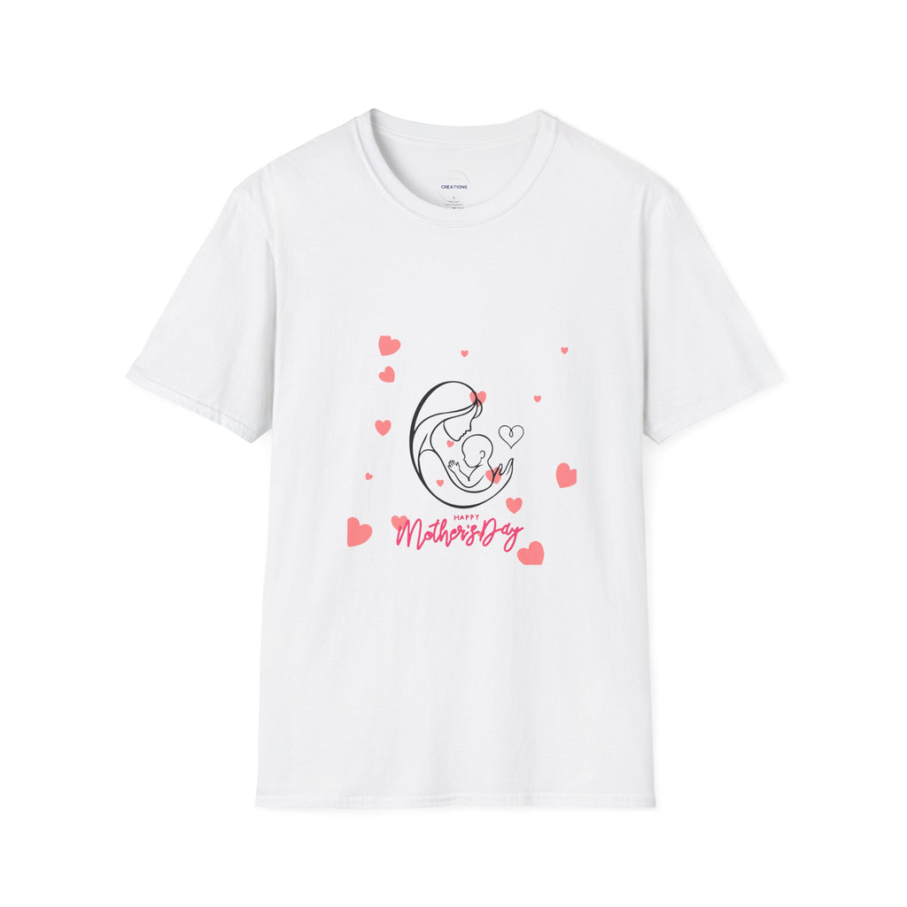 Mother and Baby Line Art T-Shirt — "Mommy" Heart Mom Shirt