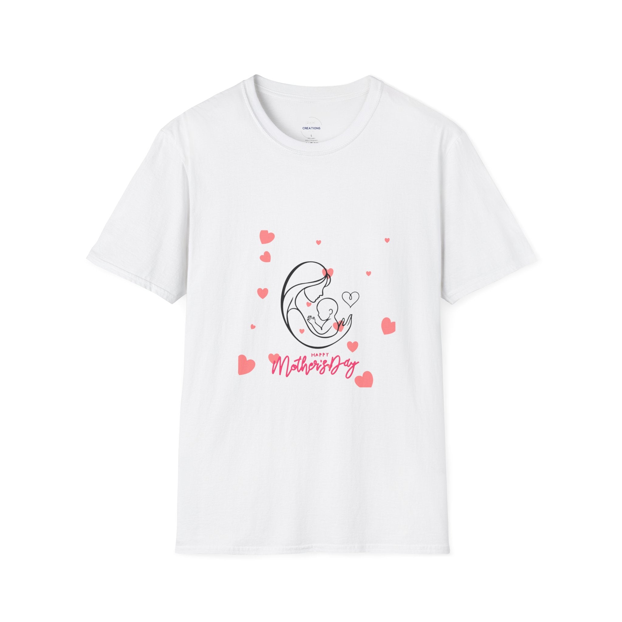 Mother and Baby Line Art T-Shirt — "Mommy" Heart Mom Shirt