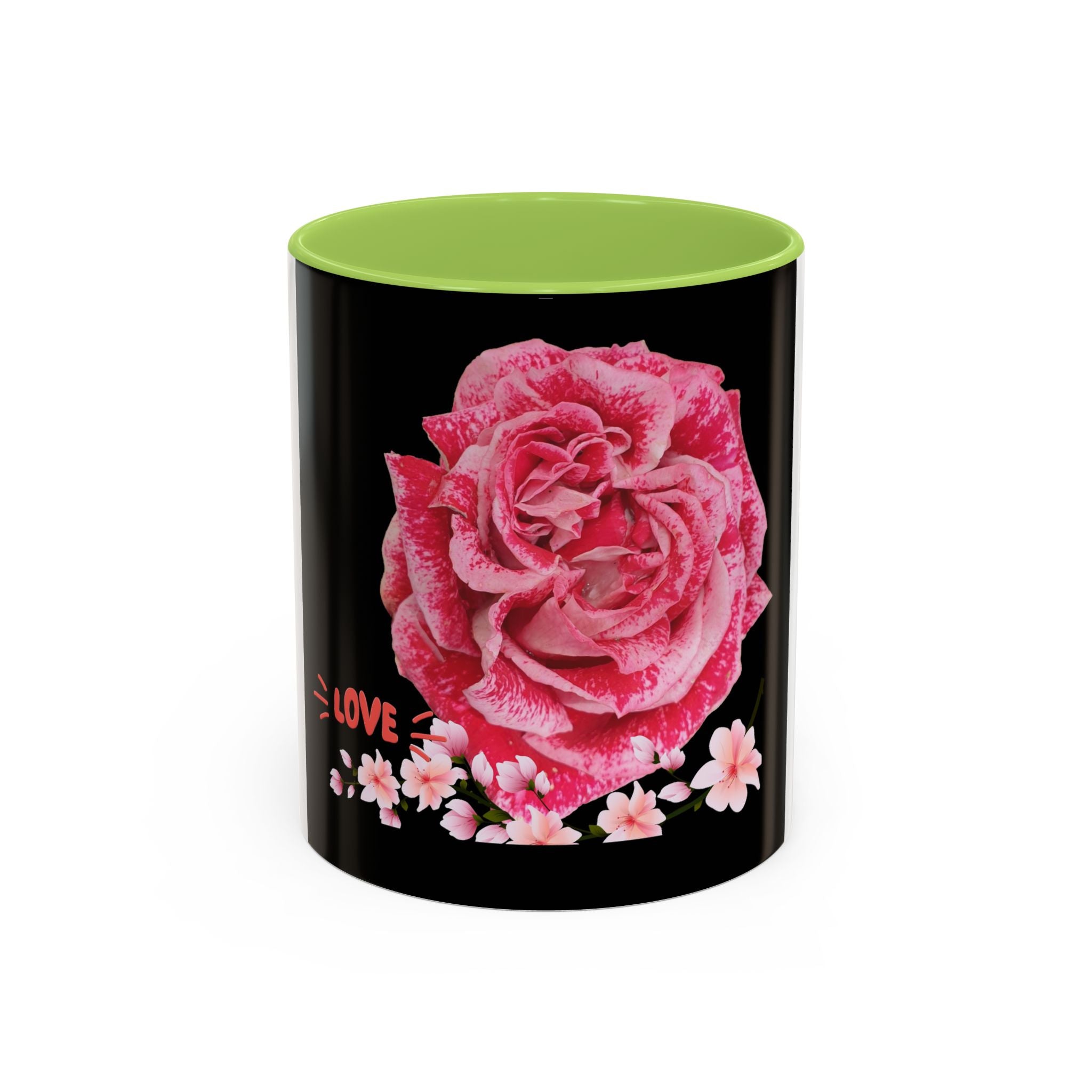 Pink Rose Love Accent Coffee Mug – Floral Valentine Gift (11/15oz)
