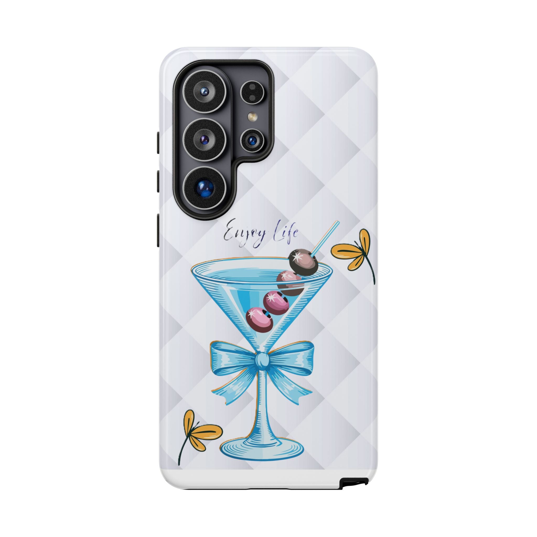 Cocktail Martini Phone Case – "Enjoy Life" Cute Blue Glass Design