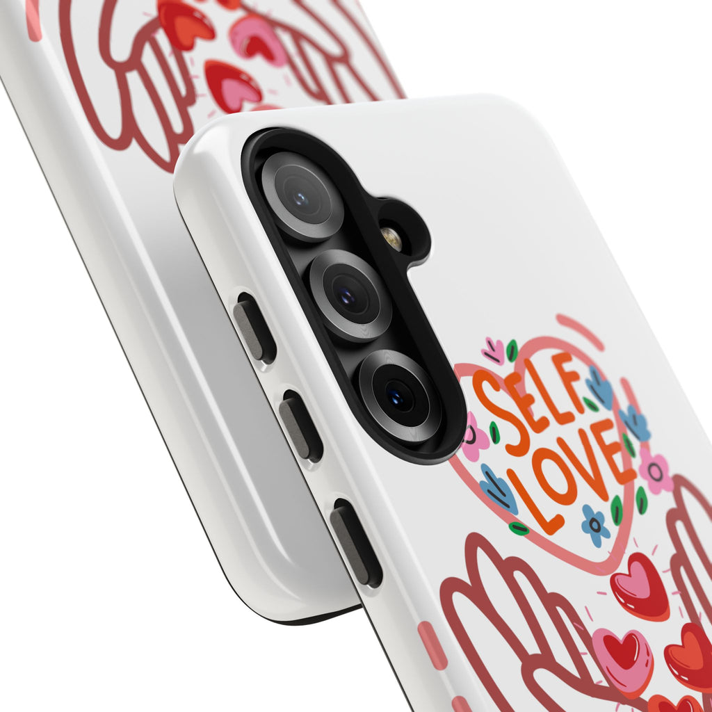 Self Love Tough Phone Case — Protective Floral Heart Design
