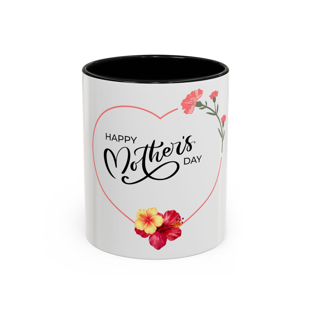 Mother's Day Heart Floral Accent Coffee Mug – "Happy Mother's Day" 11/15oz