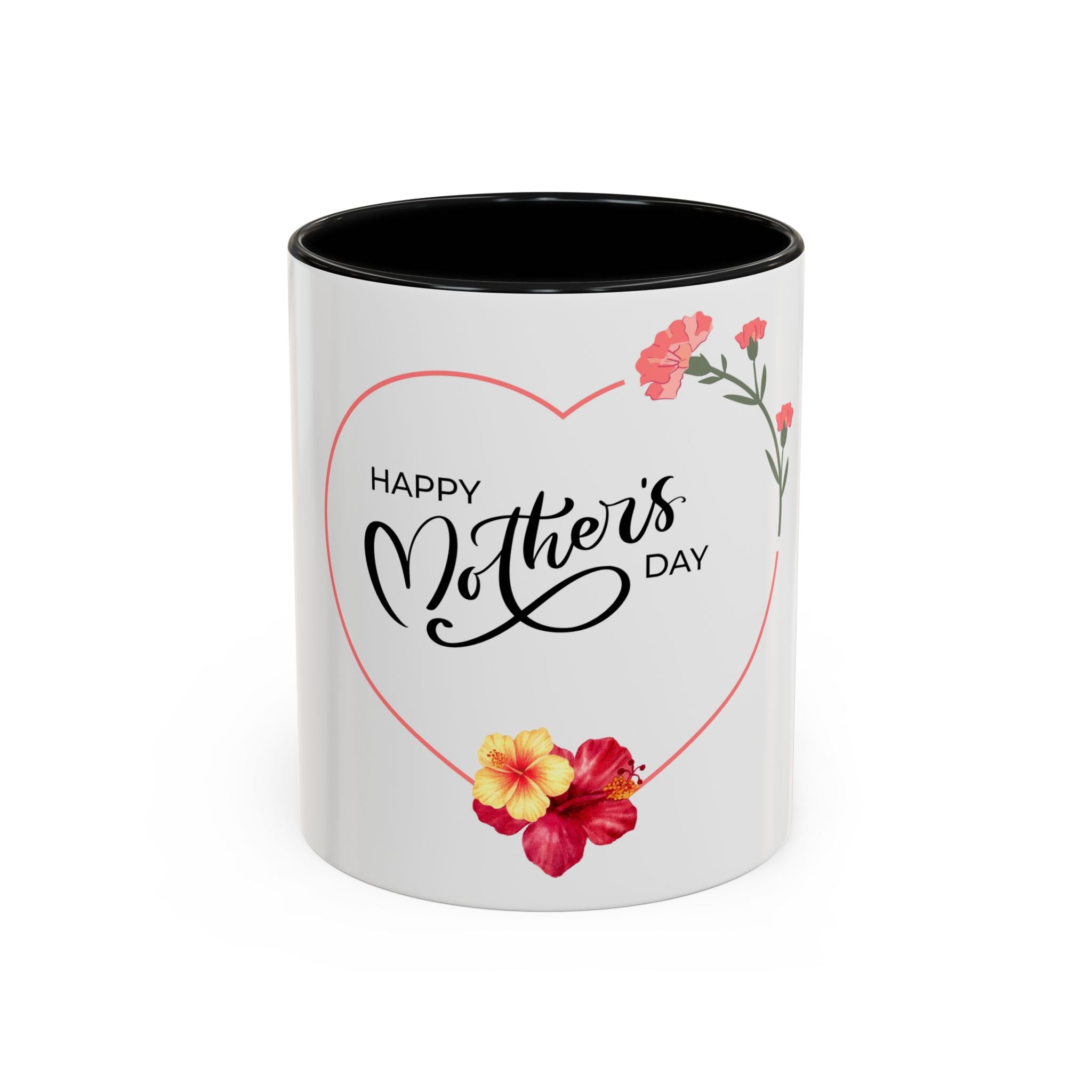 Mother's Day Heart Floral Accent Coffee Mug – "Happy Mother's Day" 11/15oz