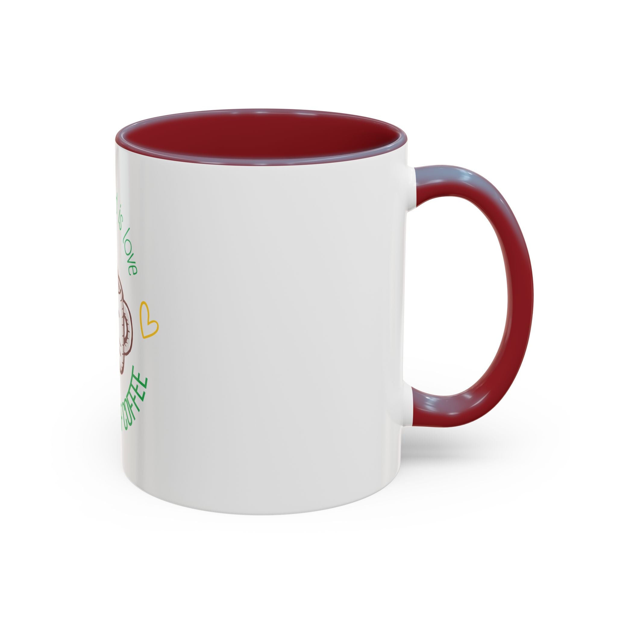 Coffee Mug – "All You Need Is Love and a Cup of Coffee" Cute Kawaii Ceramic Accent Mug (11/15oz)