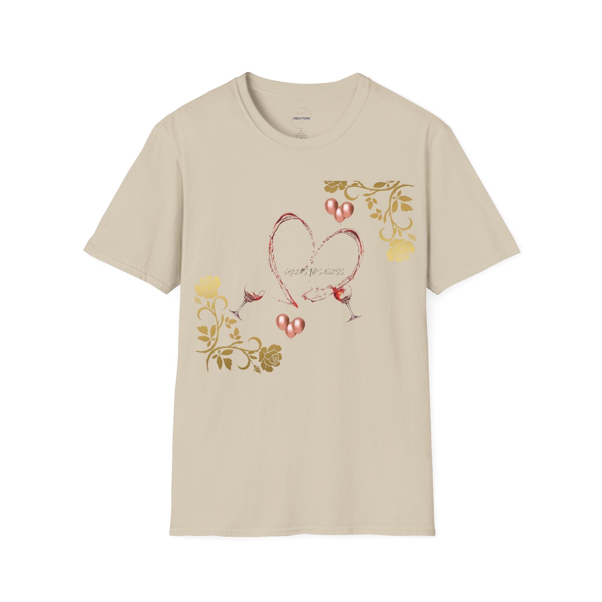 Heart & Floral T-Shirt — Romantic Vintage Heart Design