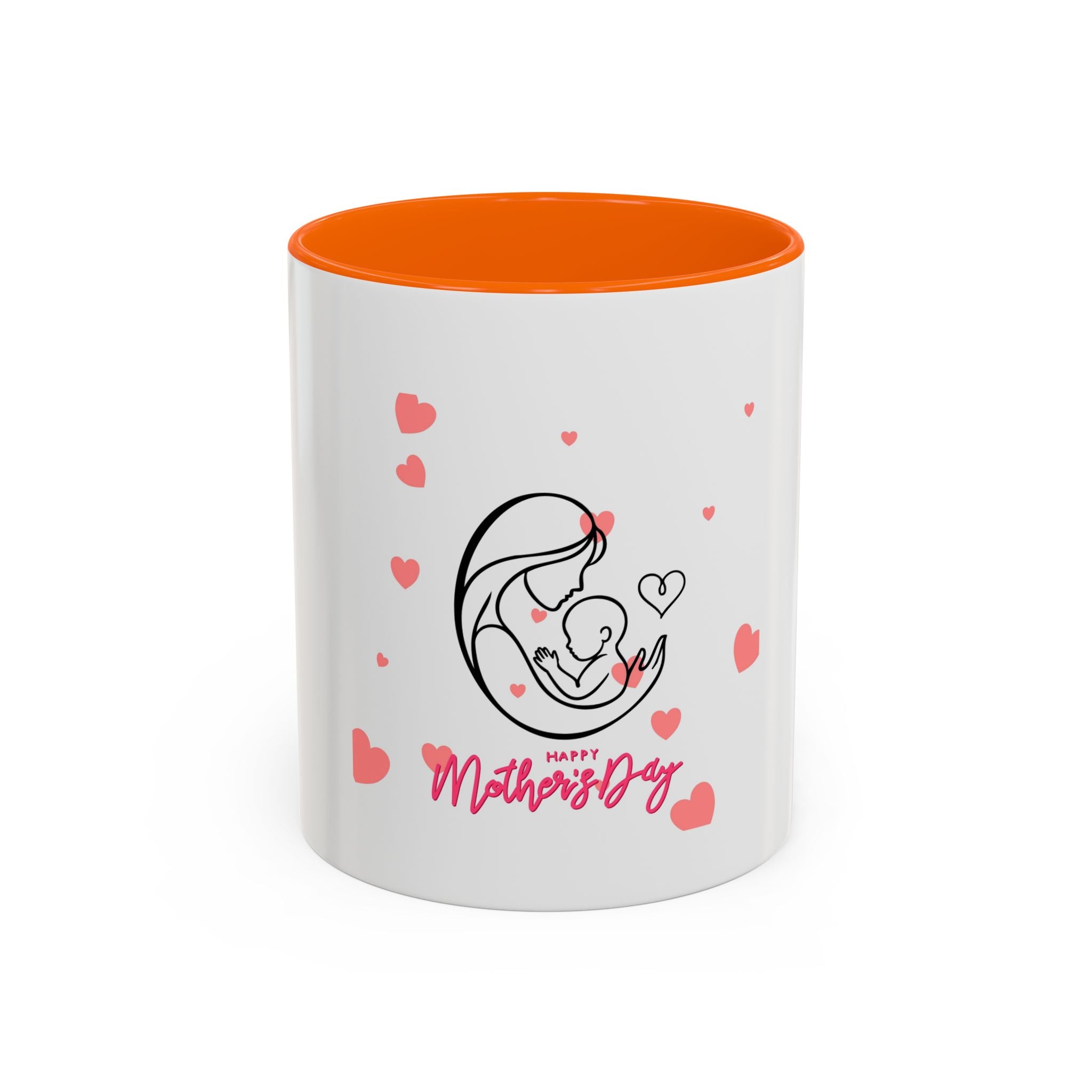 Mother’s Day Coffee Mug — 'Happy Mother’s Day' Heart & Mom-Baby Illustration (Accent 11/15oz)