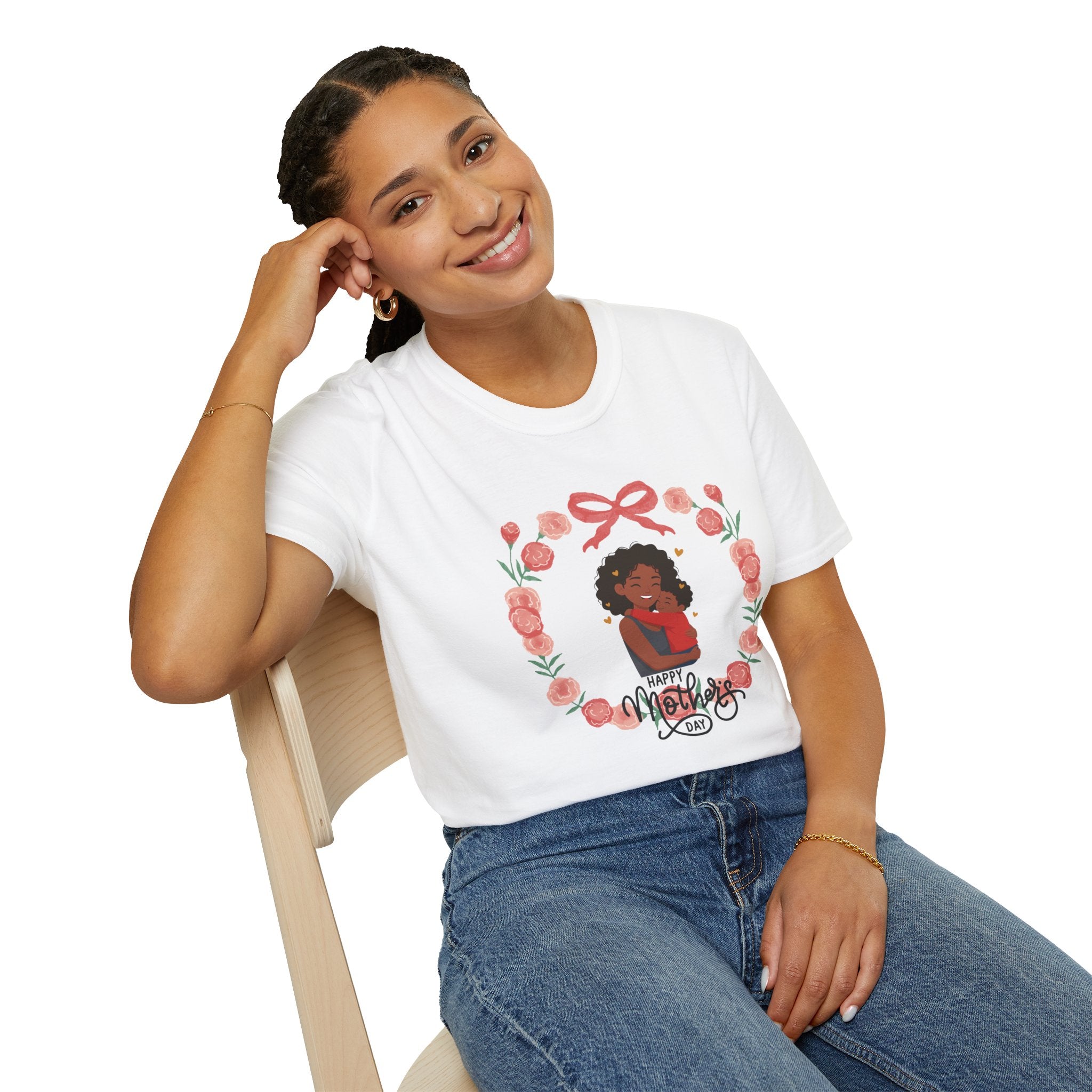 Mother’s Day Floral Tee — “Happy Mother’s Day” Mother and Child