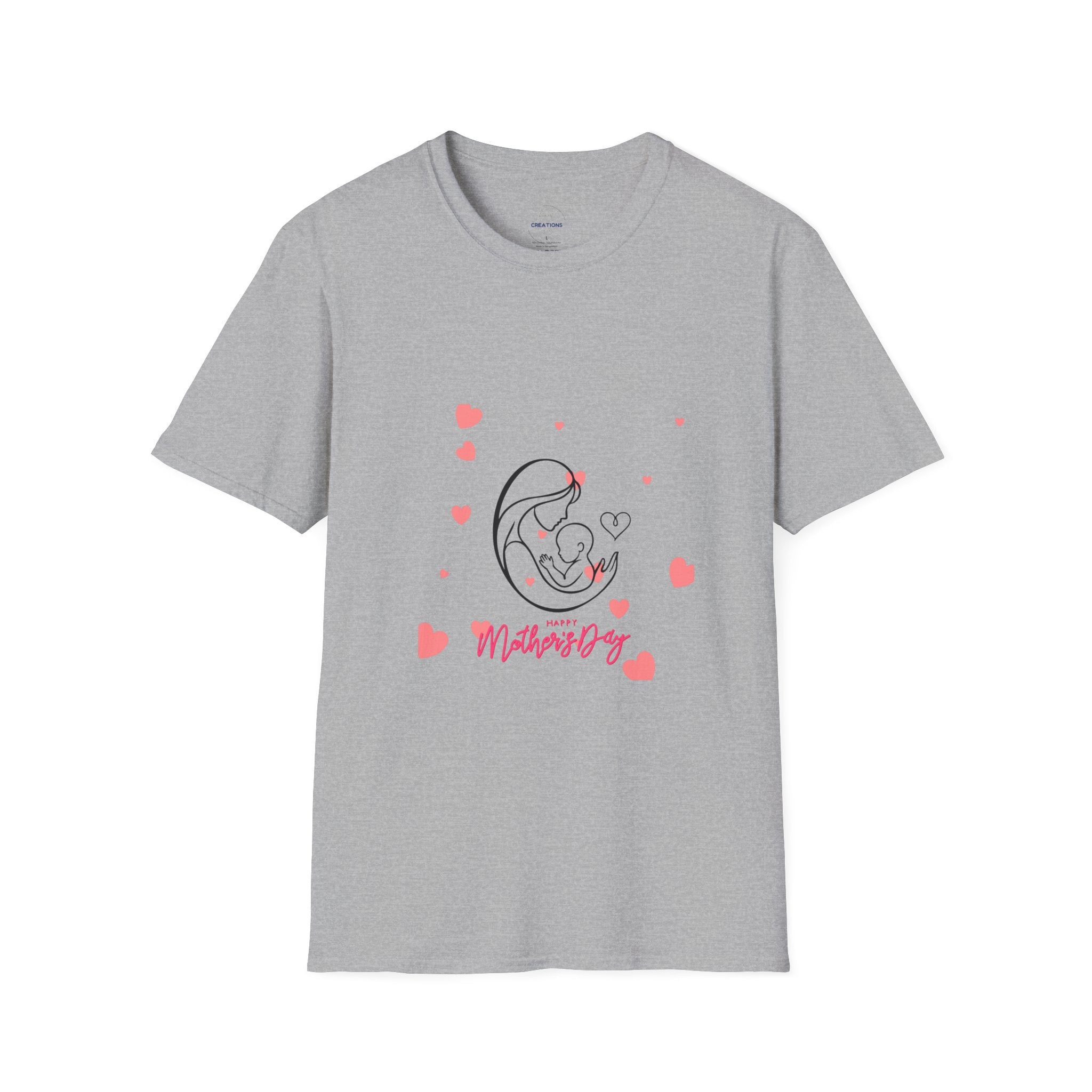 Mother and Baby Line Art T-Shirt — "Mommy" Heart Mom Shirt