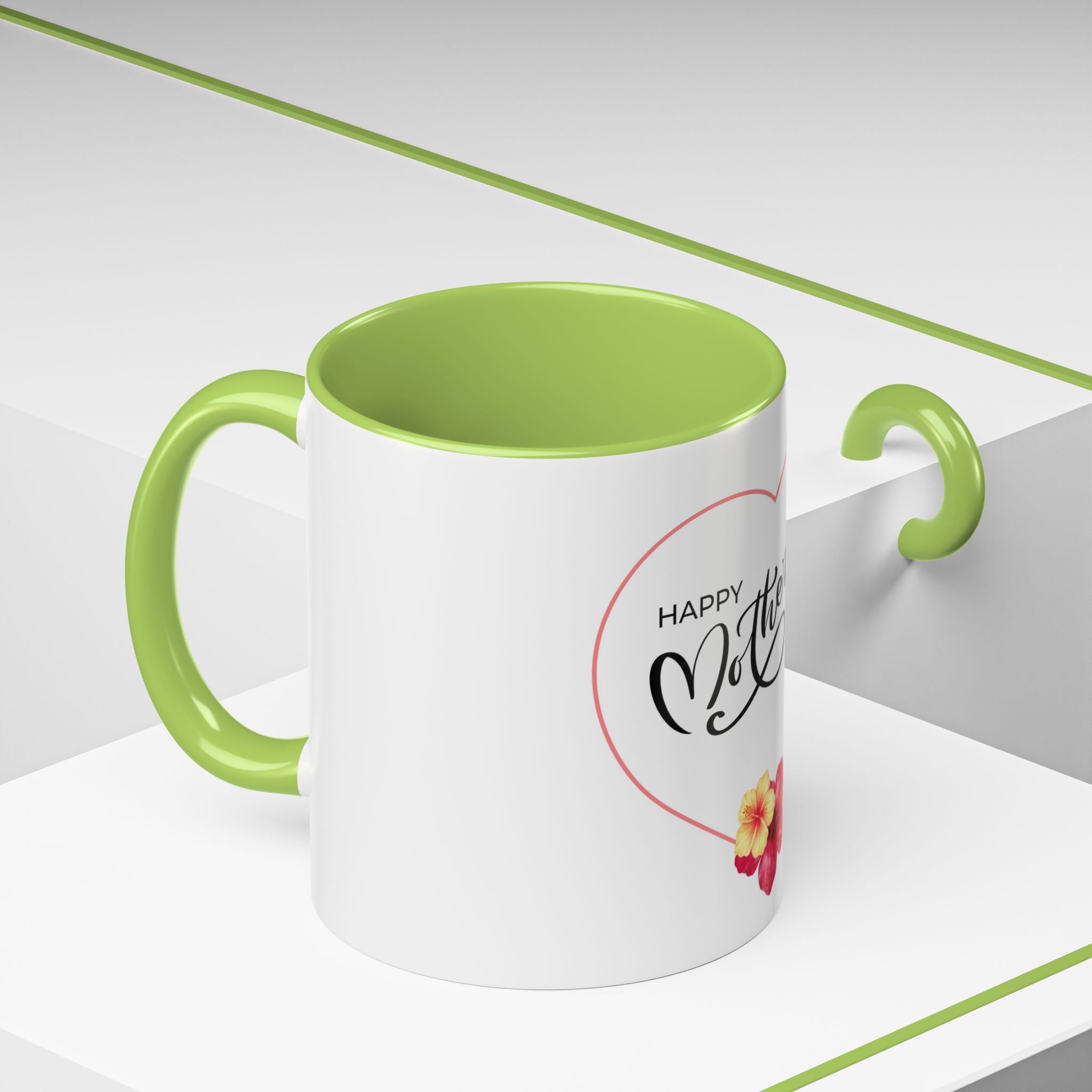 Mother's Day Heart Floral Accent Coffee Mug – "Happy Mother's Day" 11/15oz