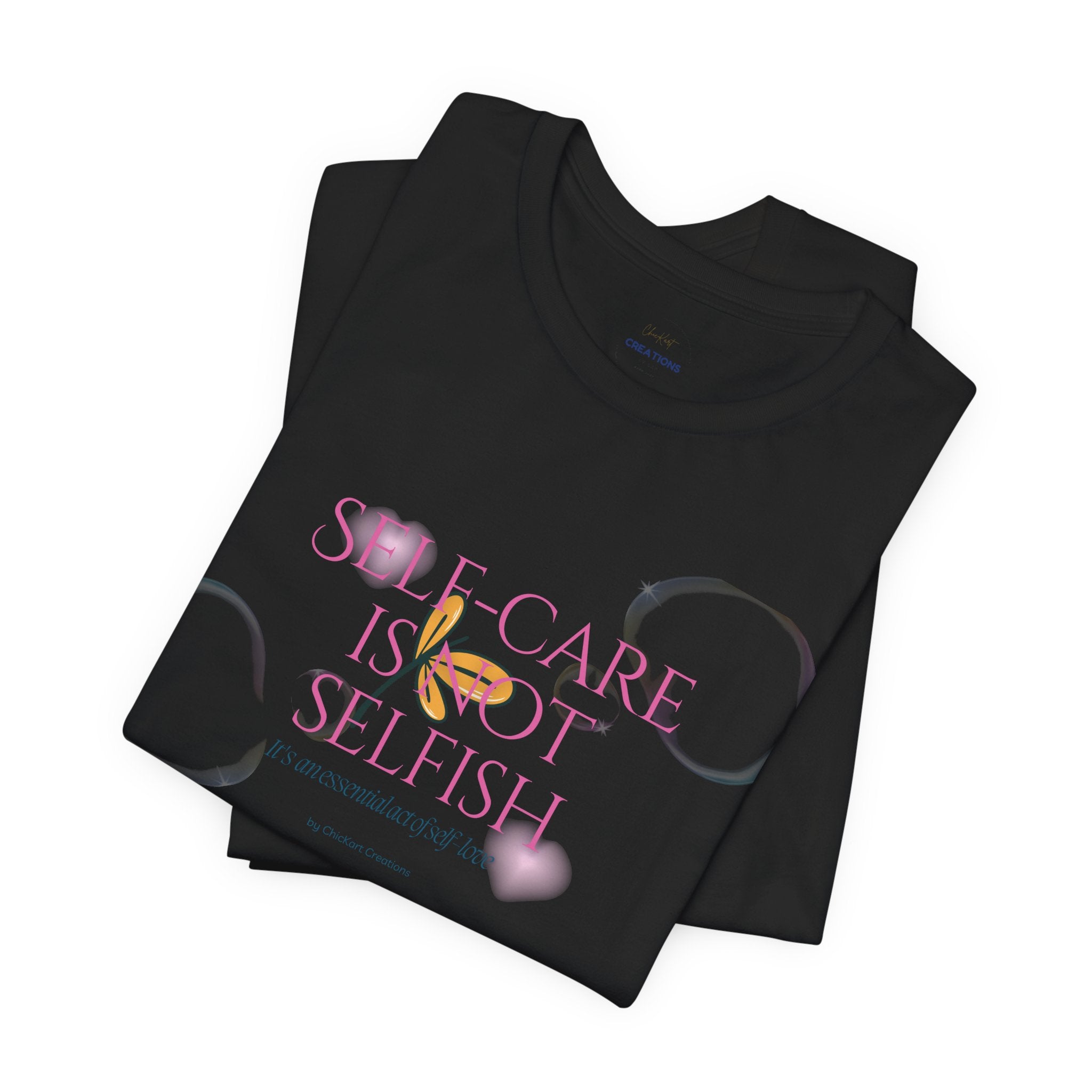 Self-Care Is Not Selfish Tee — Pink Script Wellness T-Shirt