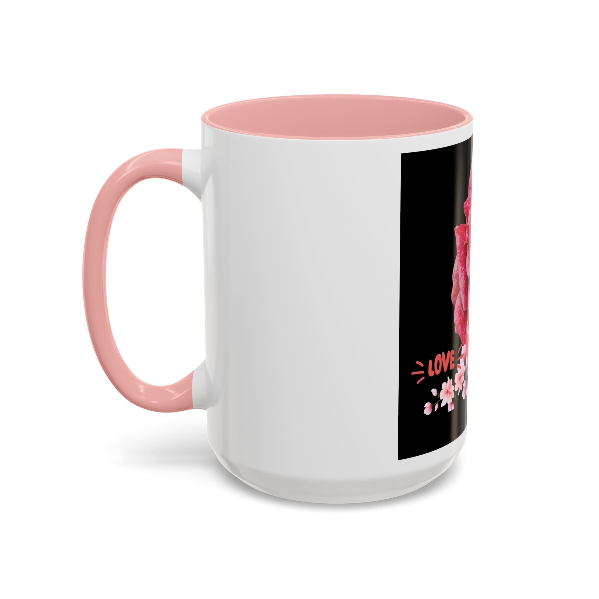 Pink Rose Love Accent Coffee Mug – Floral Valentine Gift (11/15oz)