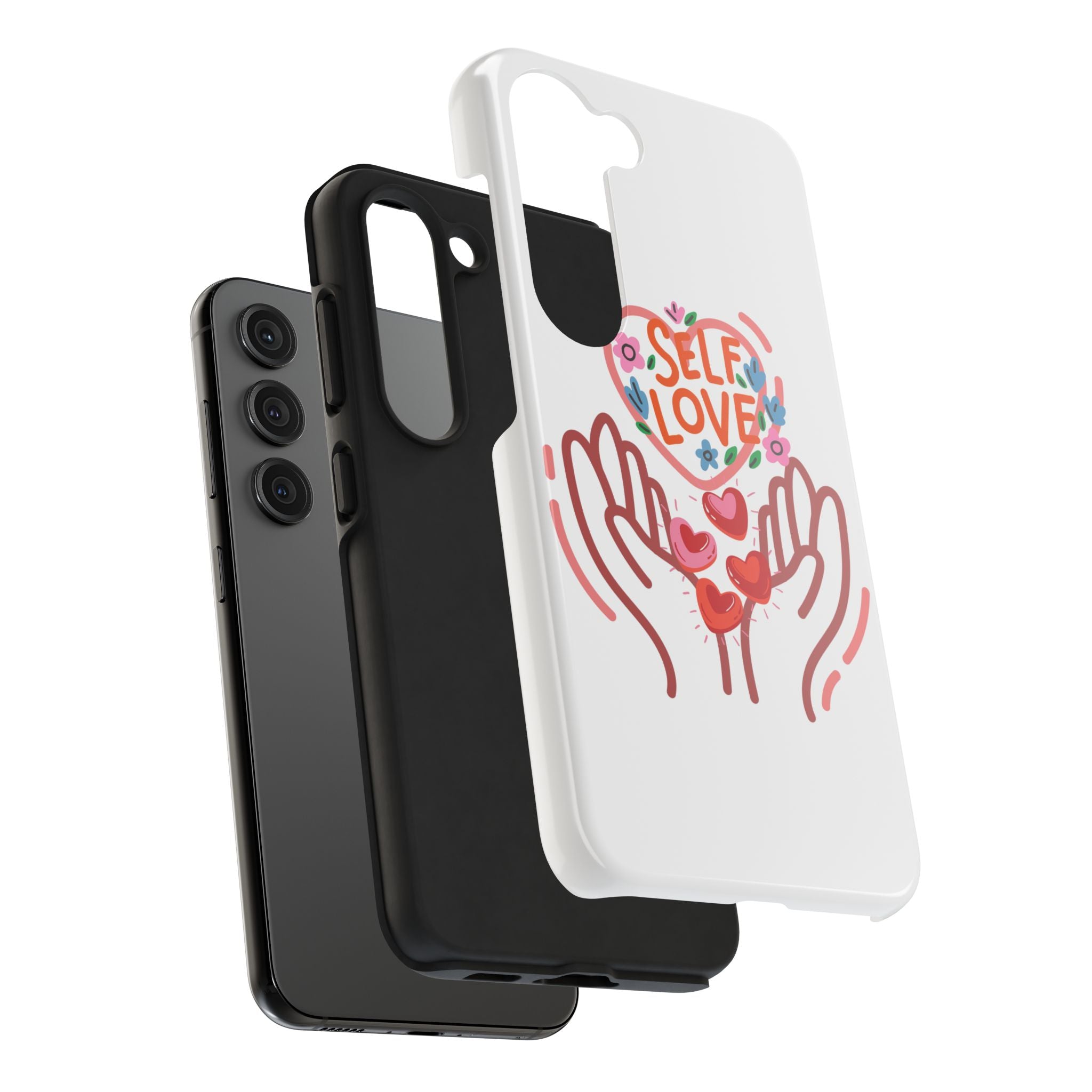 Self Love Tough Phone Case — Protective Floral Heart Design