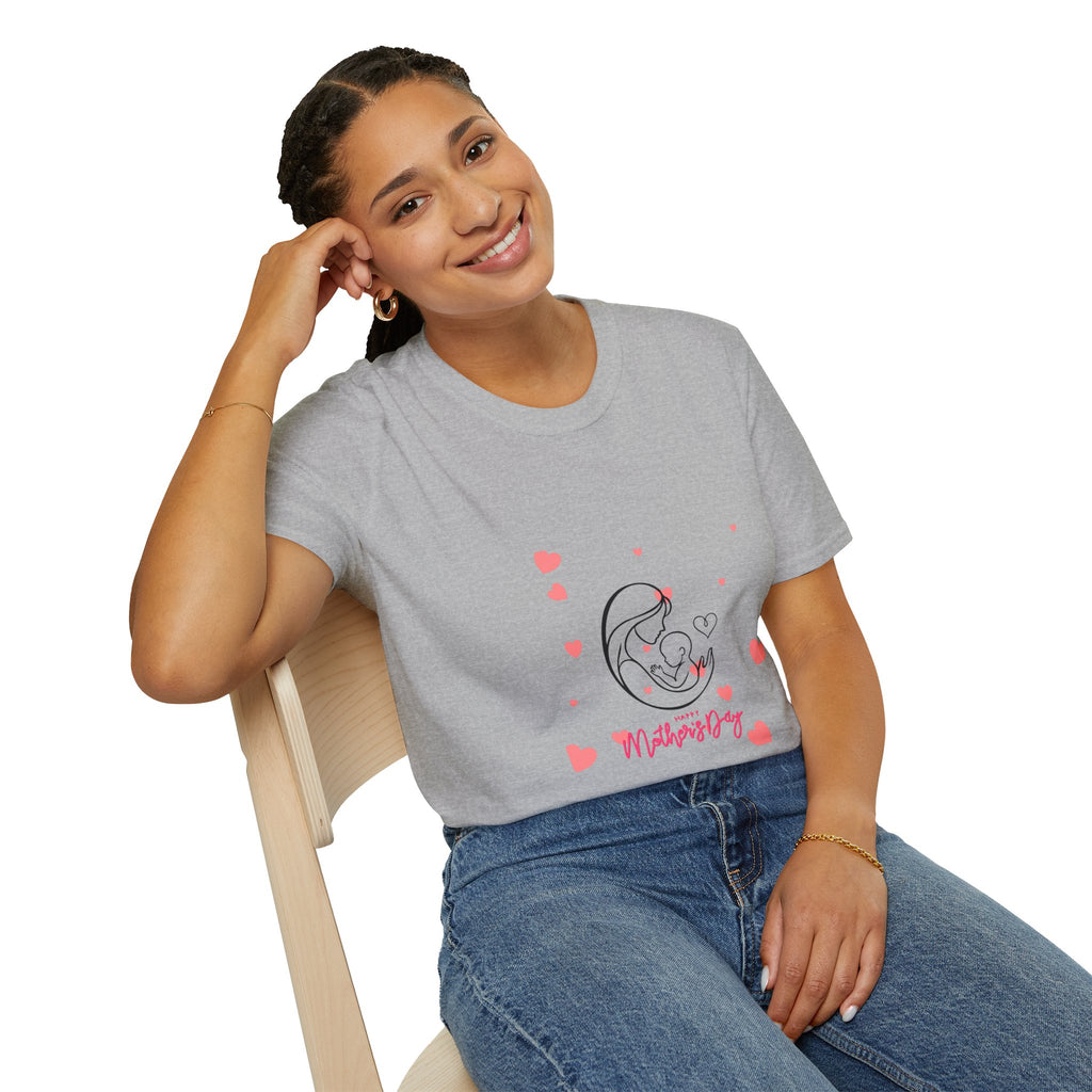 Mother and Baby Line Art T-Shirt — "Mommy" Heart Mom Shirt