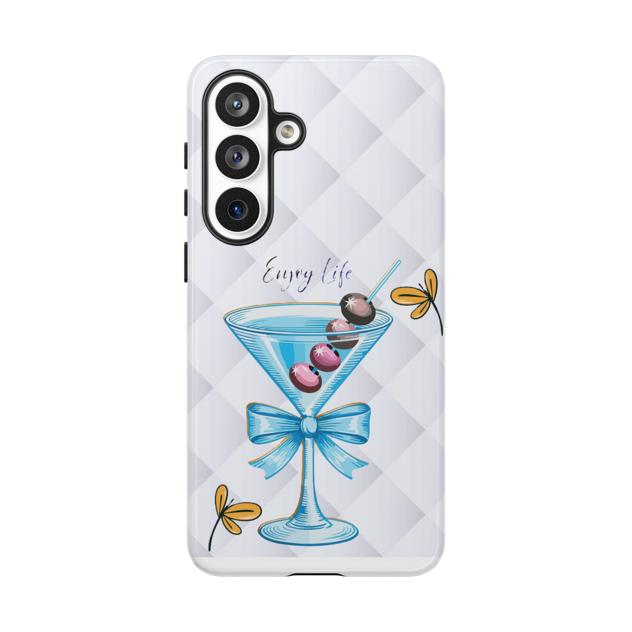 Cocktail Martini Phone Case – "Enjoy Life" Cute Blue Glass Design