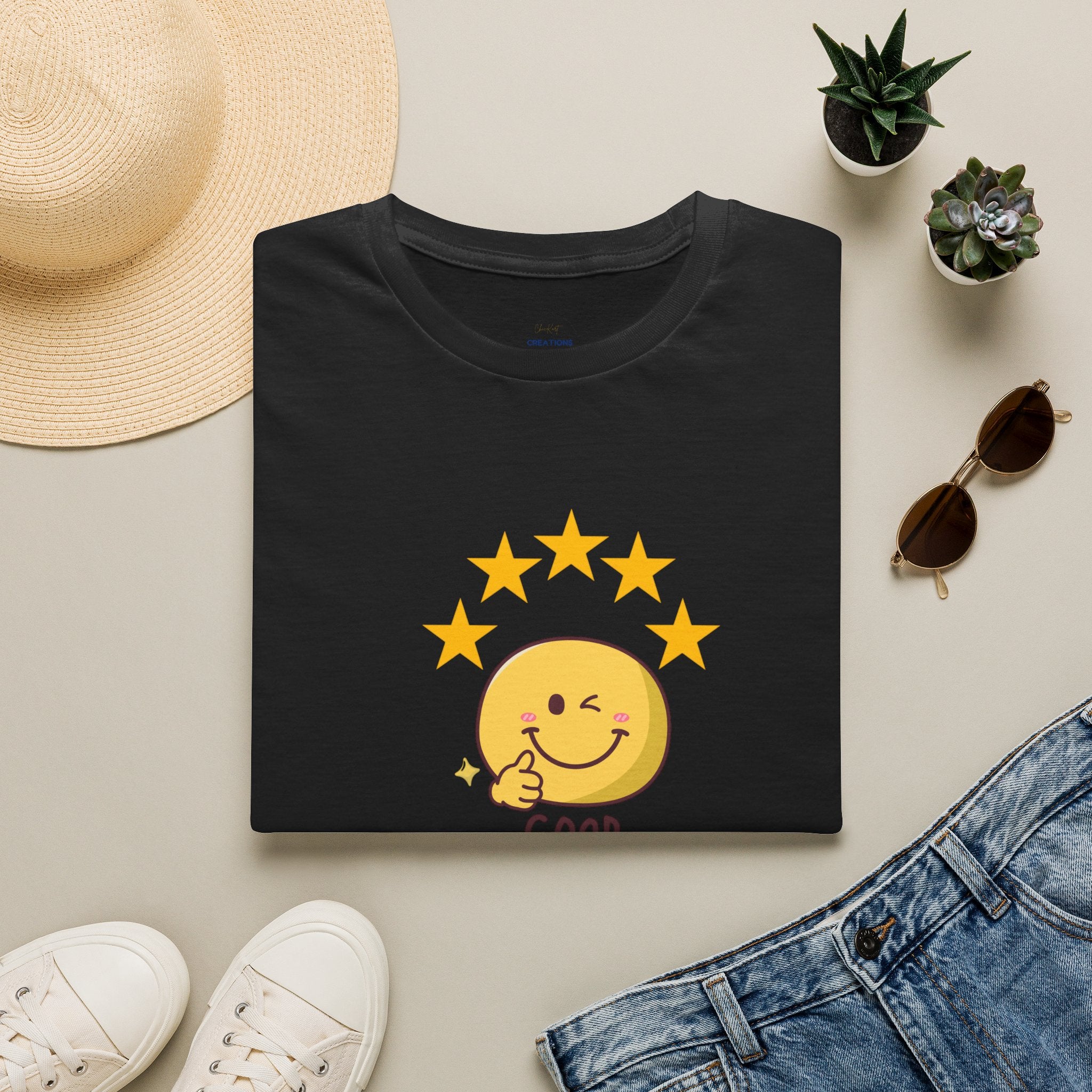 Good Job Smiley T-Shirt — Cute 5-Star Positive Vibe Tee