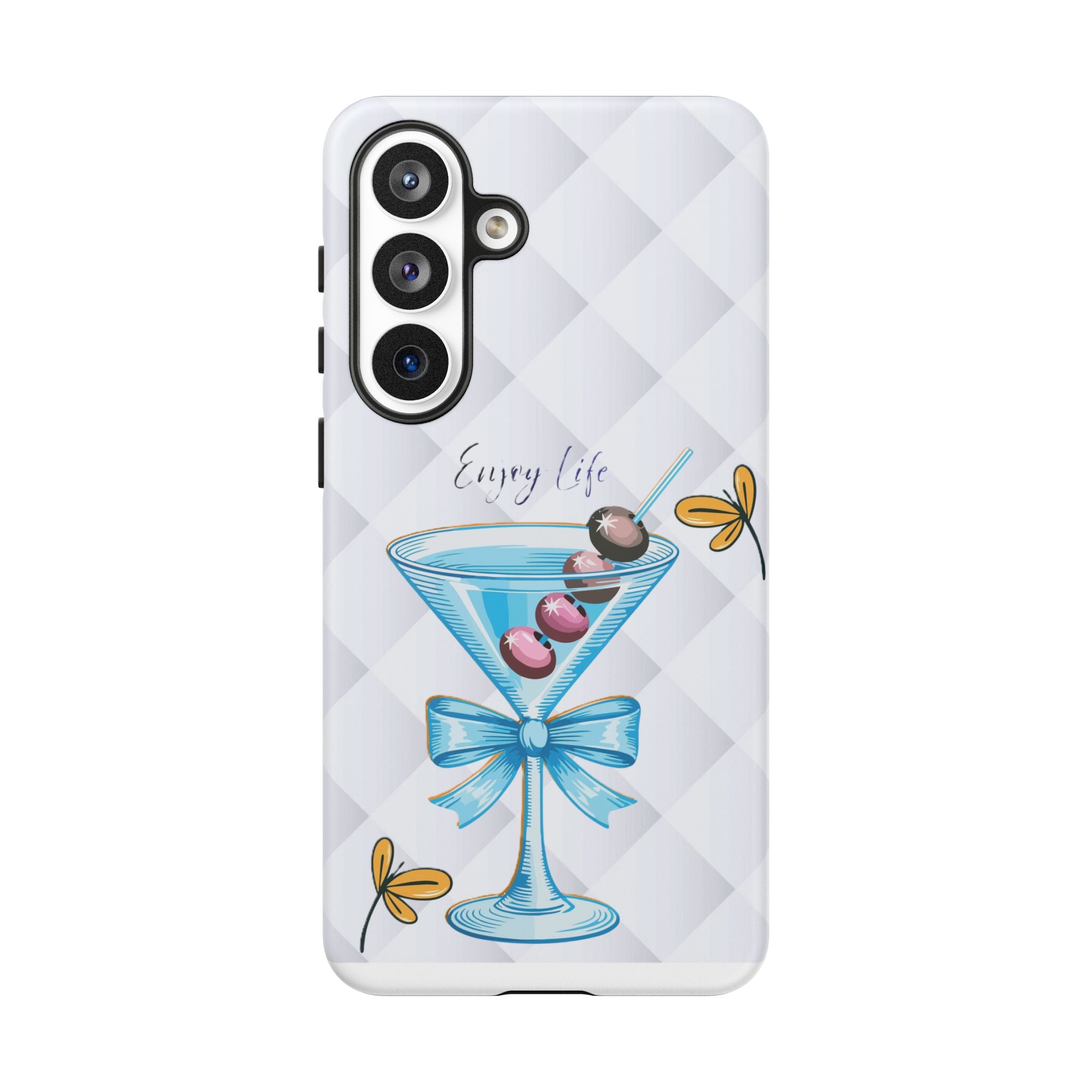 Cocktail Martini Phone Case – "Enjoy Life" Cute Blue Glass Design