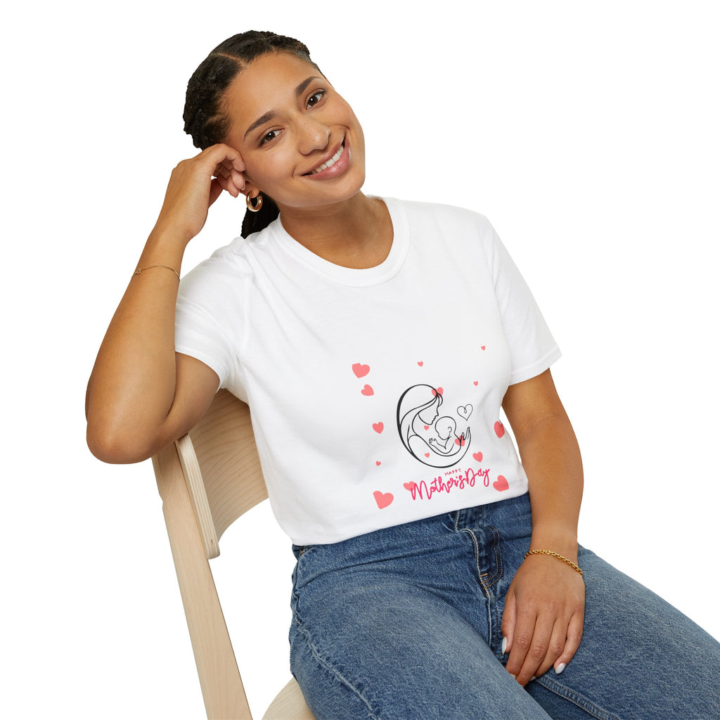 Mother and Baby Line Art T-Shirt — "Mommy" Heart Mom Shirt