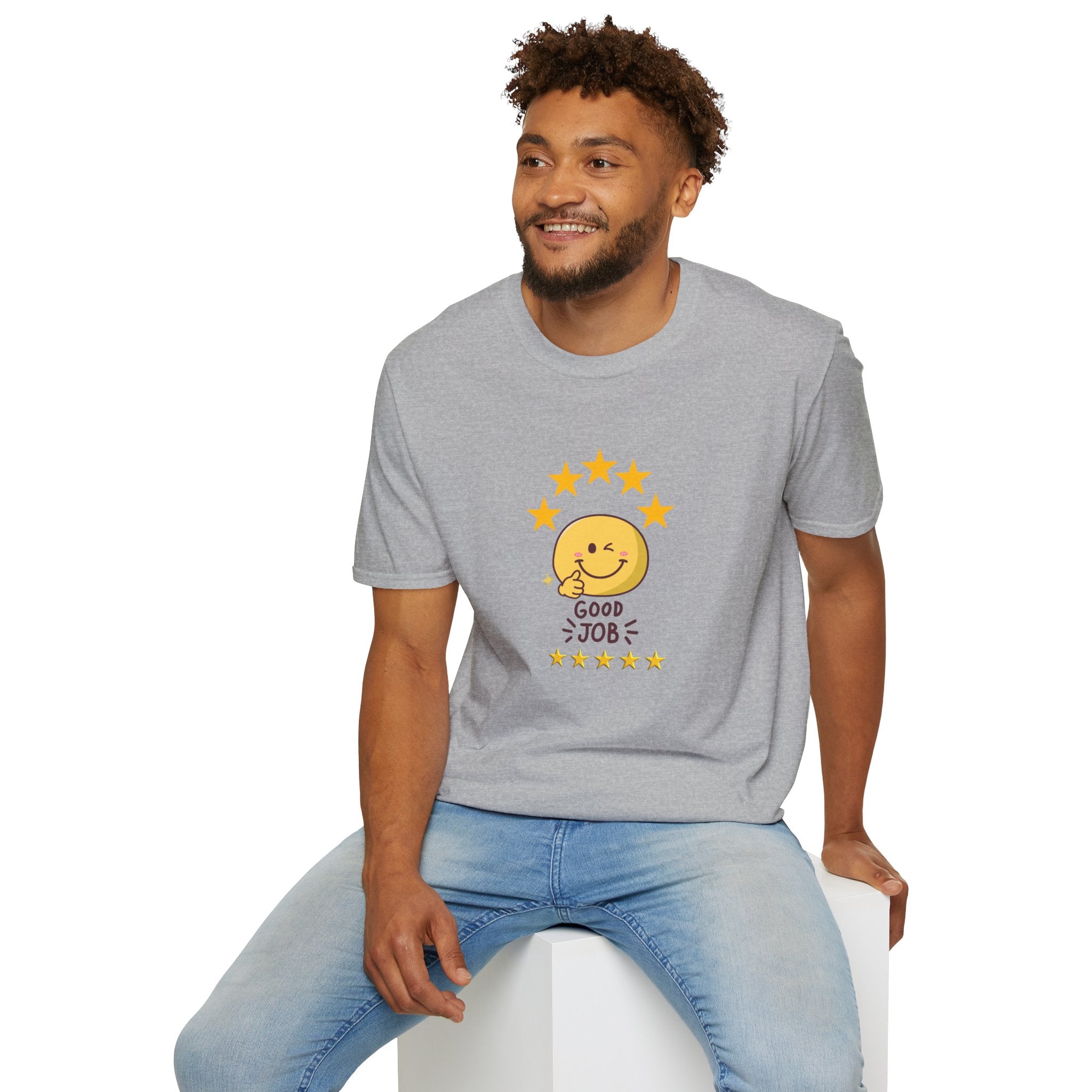 Good Job Smiley T-Shirt — Cute 5-Star Positive Vibe Tee
