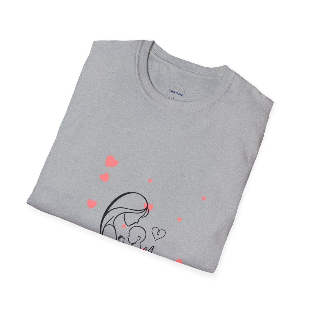 Mother and Baby Line Art T-Shirt — "Mommy" Heart Mom Shirt