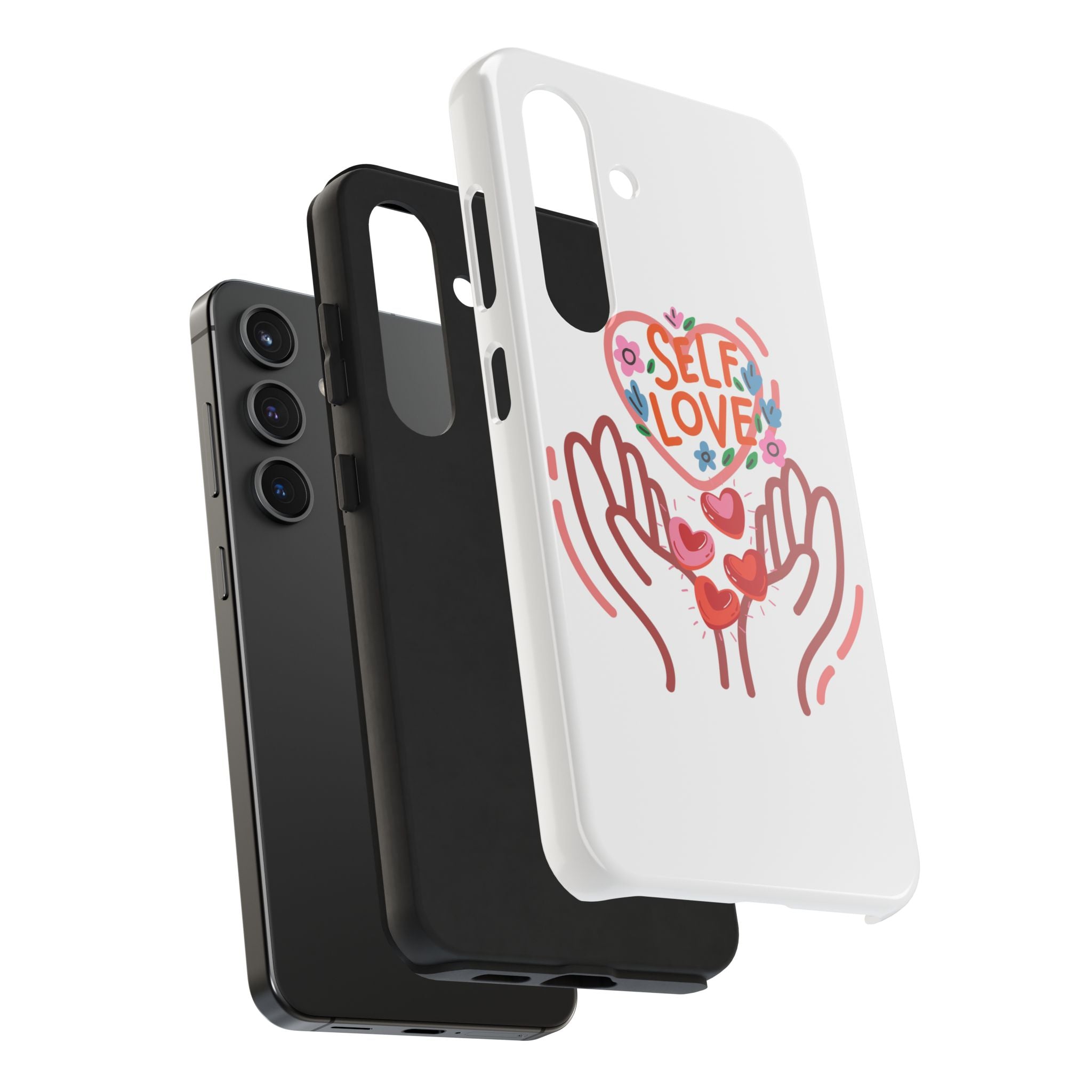 Self Love Tough Phone Case — Protective Floral Heart Design