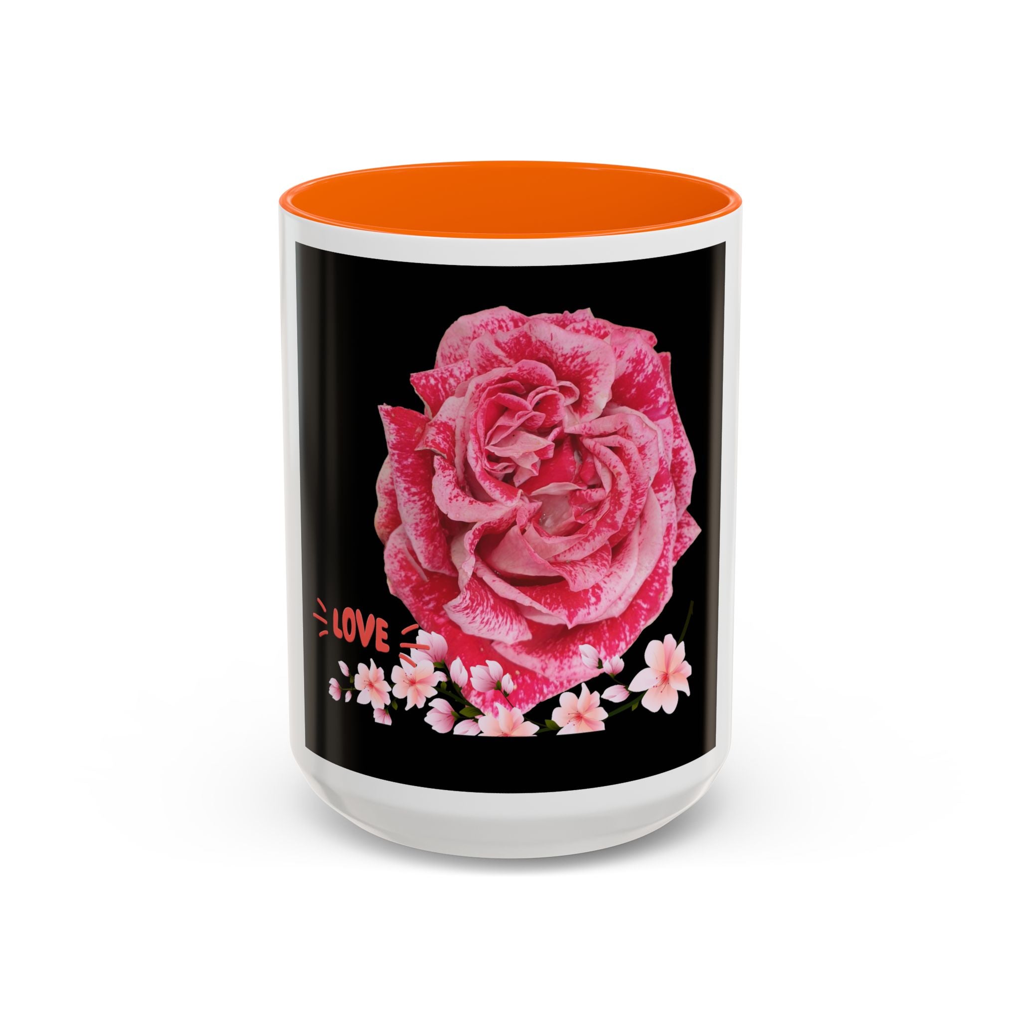Pink Rose Love Accent Coffee Mug – Floral Valentine Gift (11/15oz)