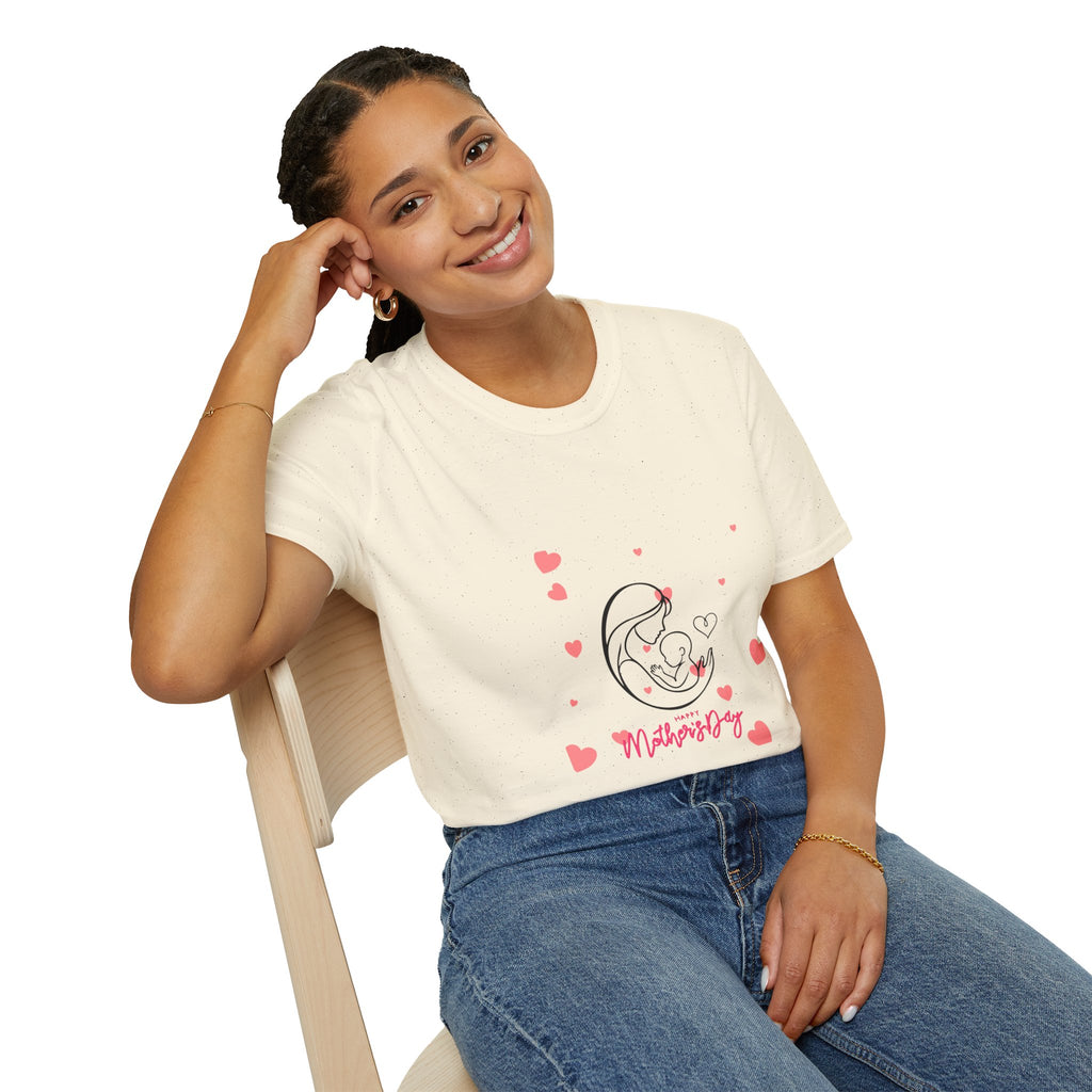 Mother and Baby Line Art T-Shirt — "Mommy" Heart Mom Shirt