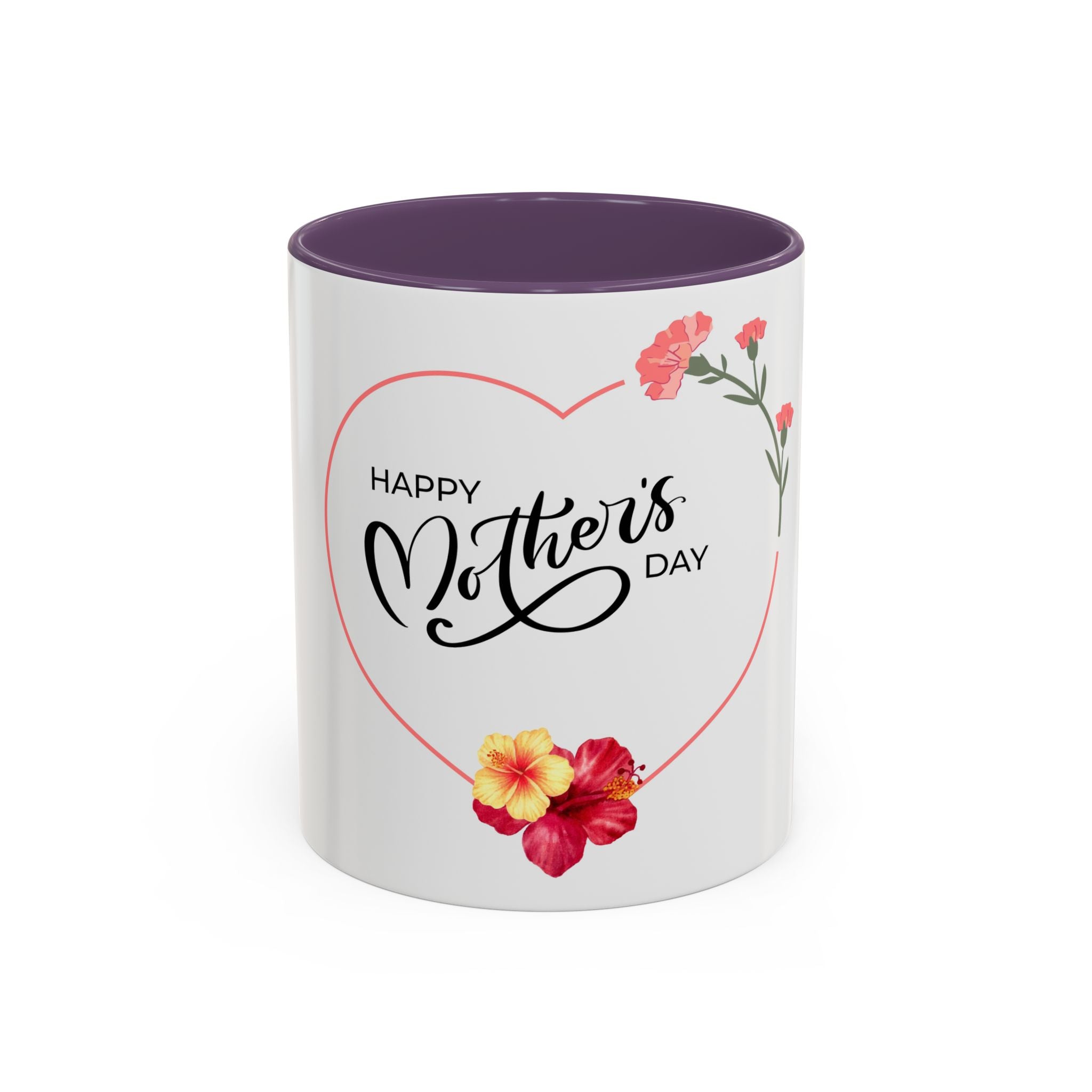 Mother's Day Heart Floral Accent Coffee Mug – "Happy Mother's Day" 11/15oz