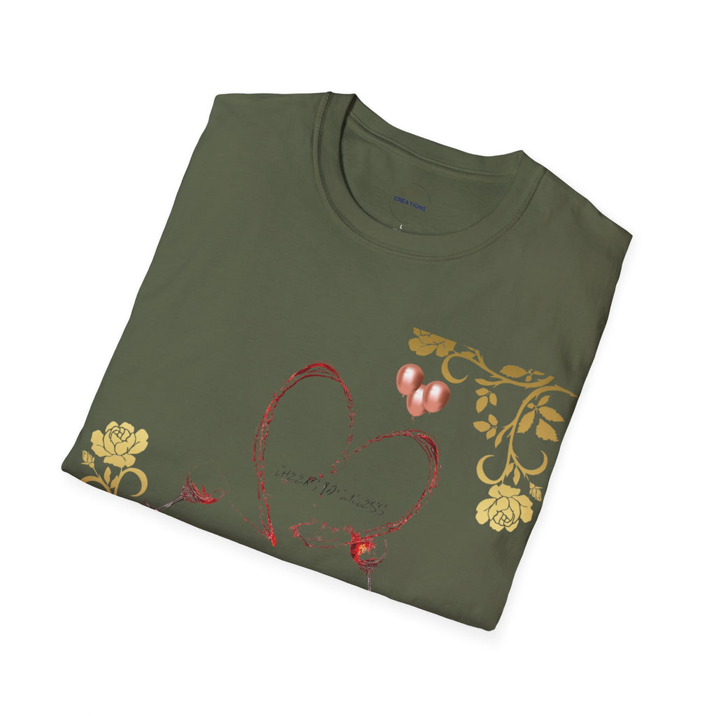 Heart & Floral T-Shirt — Romantic Vintage Heart Design