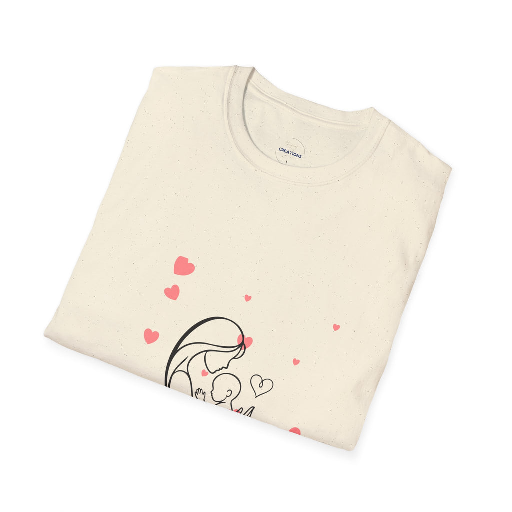Mother and Baby Line Art T-Shirt — "Mommy" Heart Mom Shirt