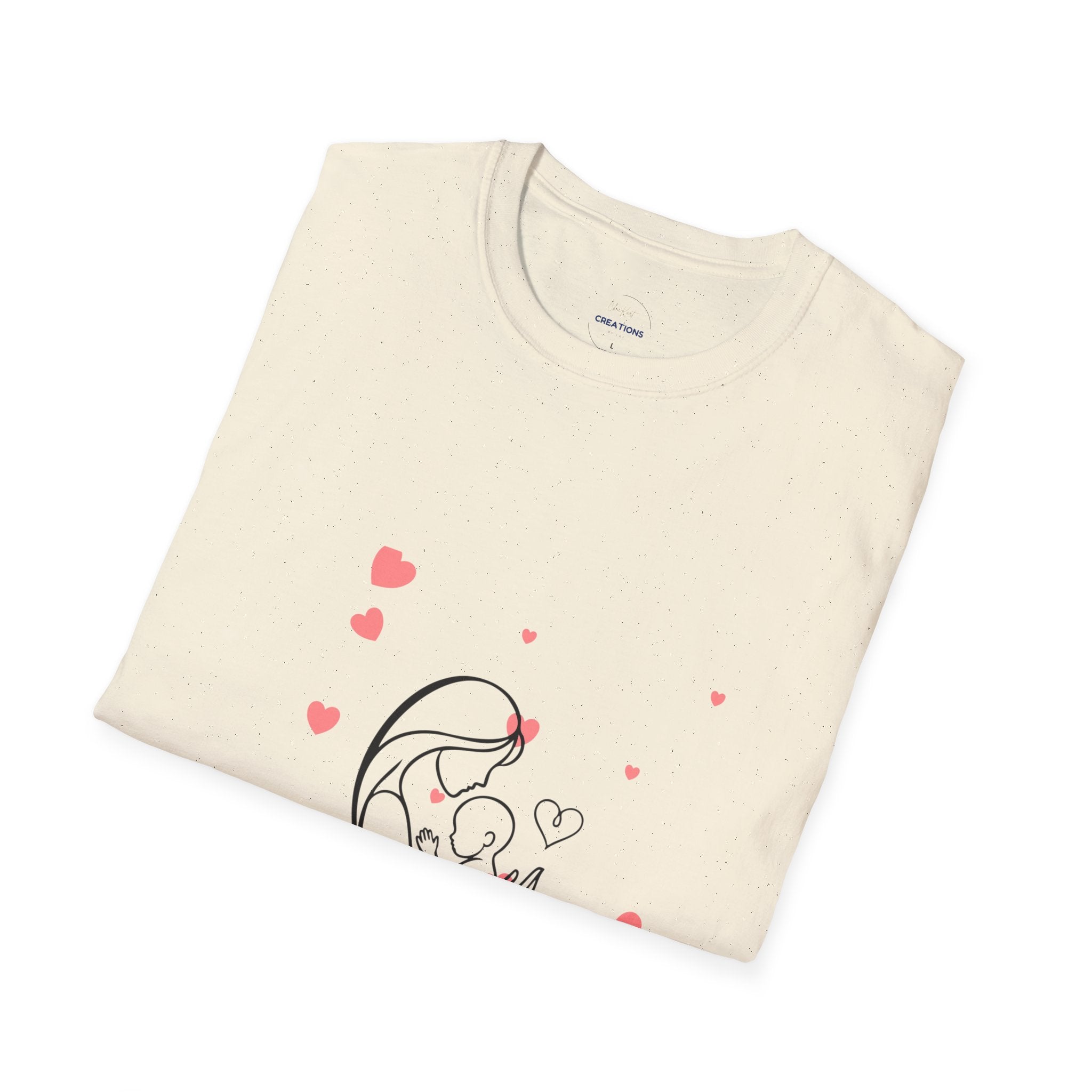 Mother and Baby Line Art T-Shirt — "Mommy" Heart Mom Shirt